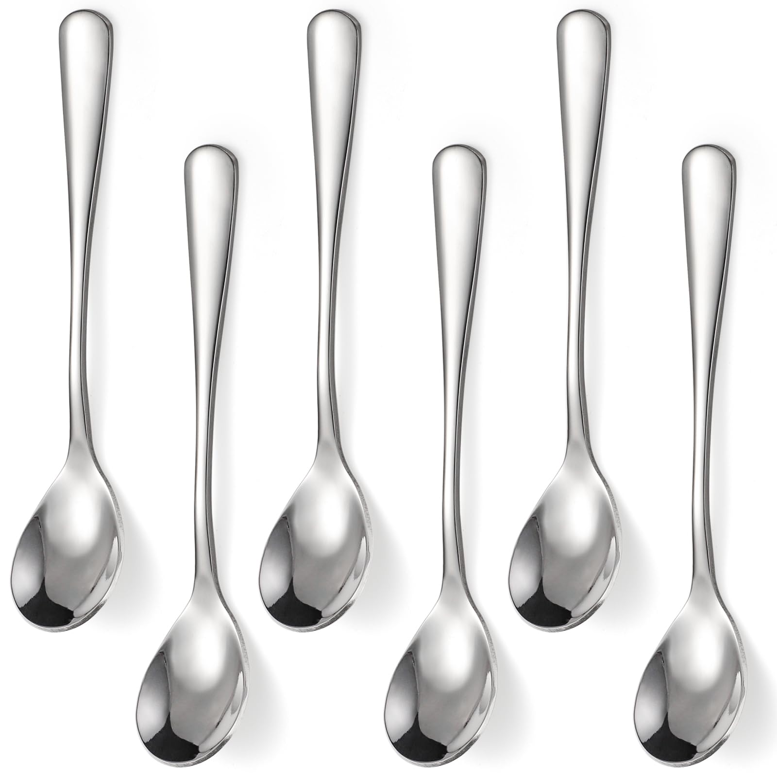 Egg Spoons Set Little Stainless Steel Spoons for Soft Boiled Egg Breakfast (6), Silver