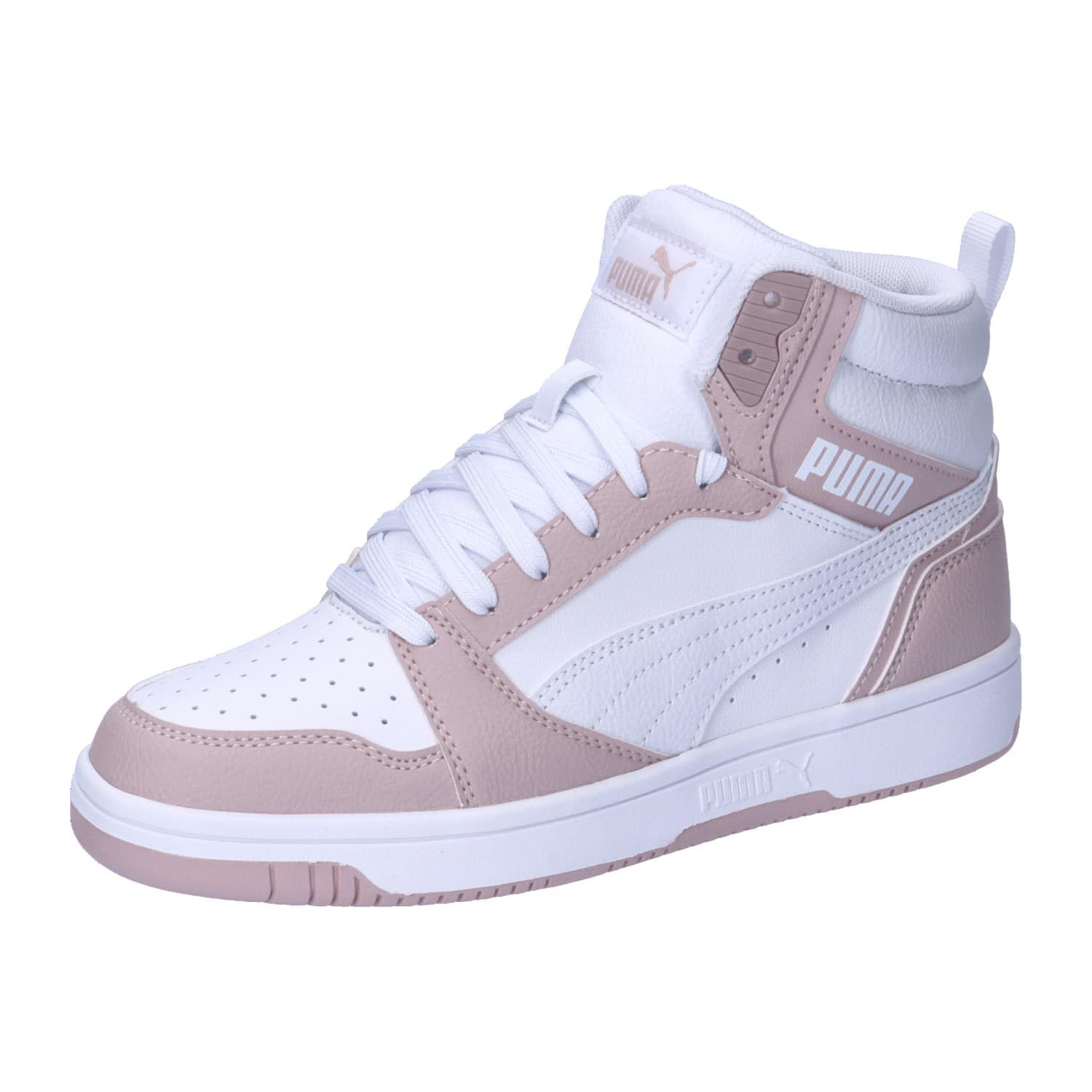 PUMA Unisex Youth REBOUND V6 MID JR Sneaker, MAUVE MIST-PUMA WHITE, 36 EU
