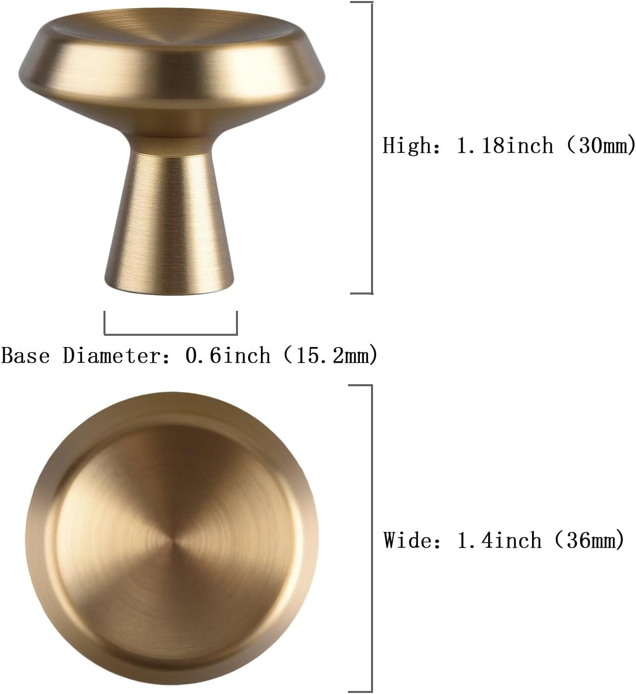 10 Pack Champagne Bronze Cabinet Knobs, 1.4 Inch (36mm) Round Cabinet Pulls, Modern Single Hole Hardware Zinc Alloy Handles for Kitchen, Bathroom Dresser, Drawer knobs