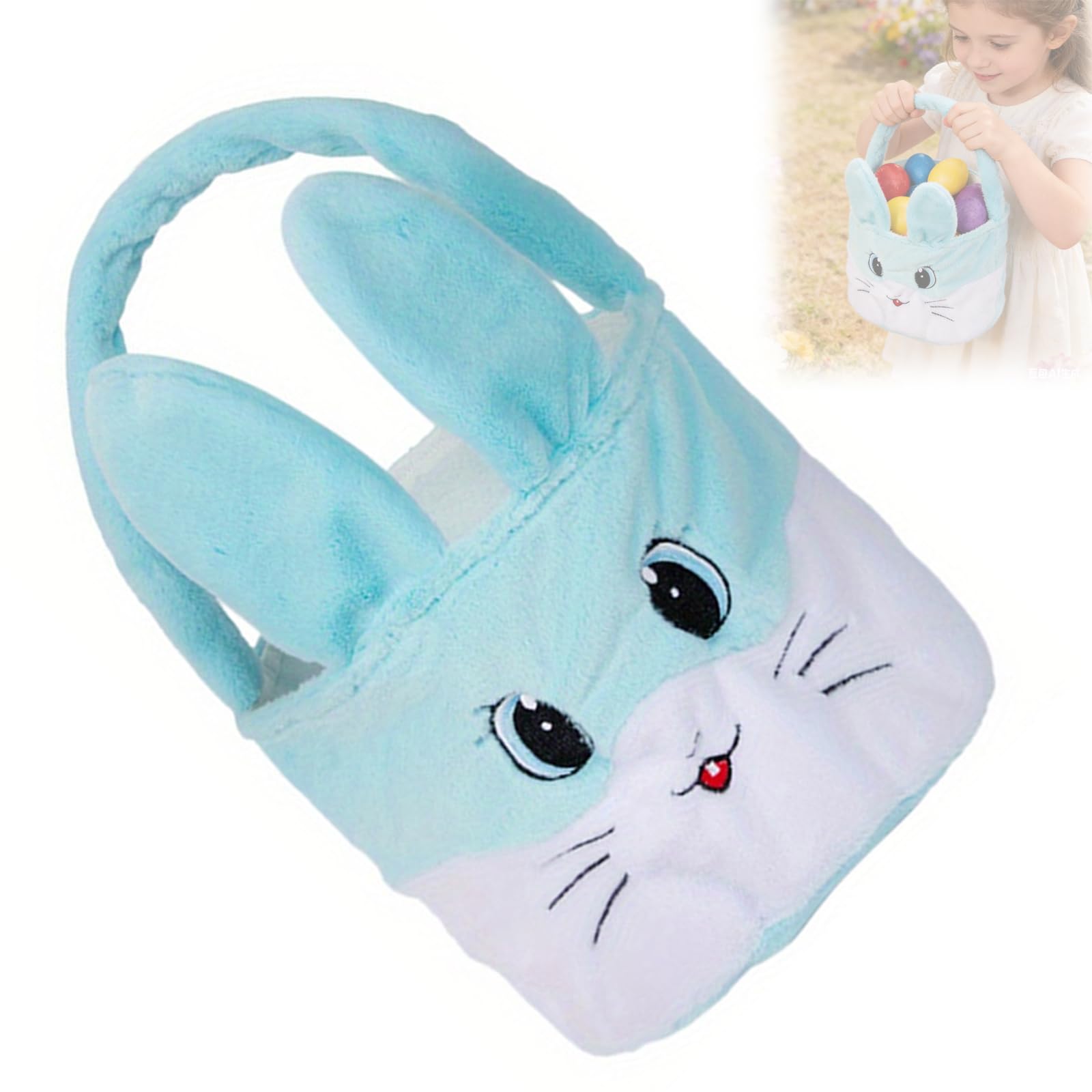 hogtnd Handheld Easter Basket Gift Bag Rabbit Shape Fabric Candy Holder Party Treats Container for Eggs Candy Chocolate Toy Candy Bag