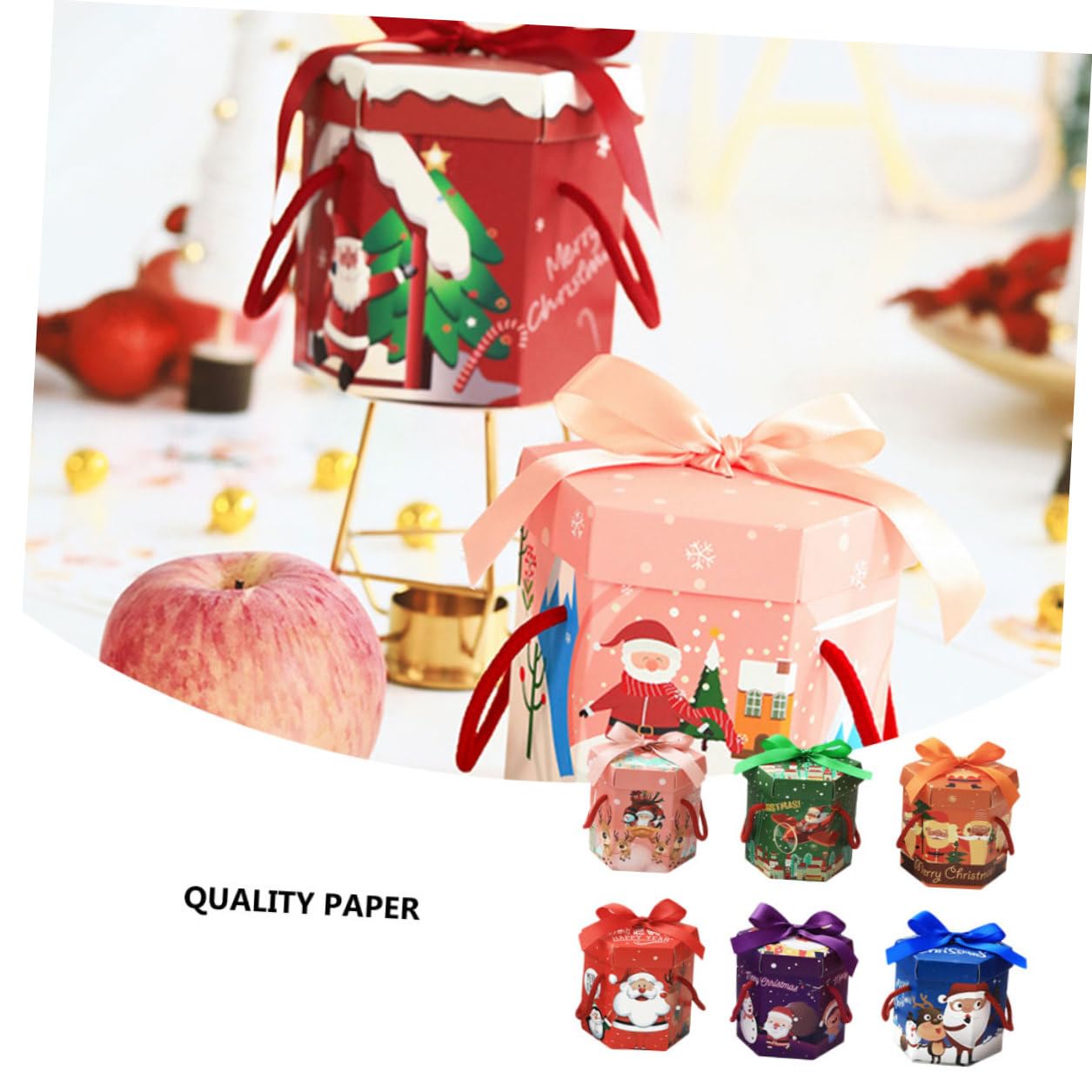 SECFOU Scatole Natalizie Esagonali in Design Classico di Stili multipli per Confezionare Caramelle e Dolci, Design Classico di per Decorazioni Tavolo Matrimonio Stili multipli