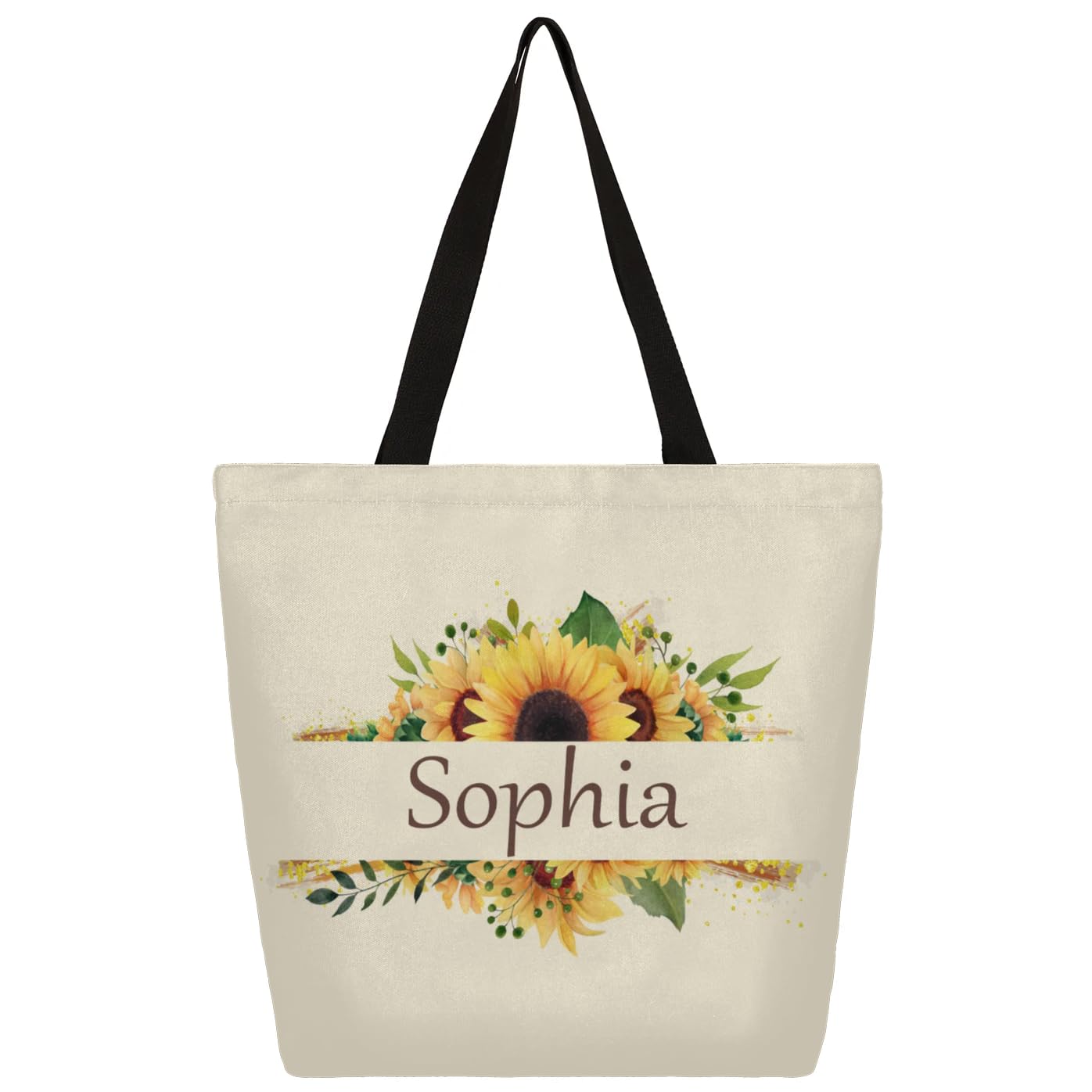 OMFUNS Personalized Canvas Tote Bag with Name Customized Beach Shoulder Handbags for Women Girls Bridesmaid Gifts