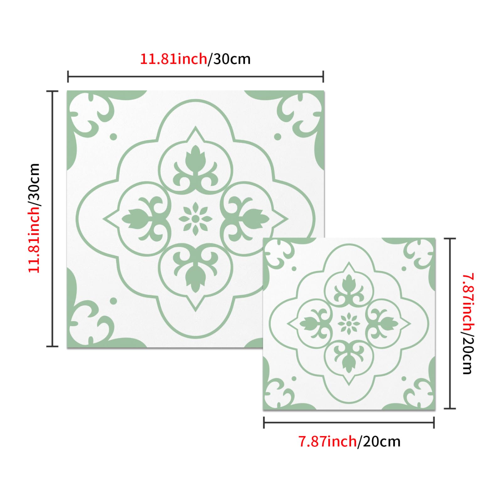 Naklejki na płytki zielony marokański kwiat naklejki na płytki kuchenne wodoodporne naklejki winylowe samoprzylepne łazienka backsplash dekoracyjne pokrowce 30 x 30 cm/10 szt