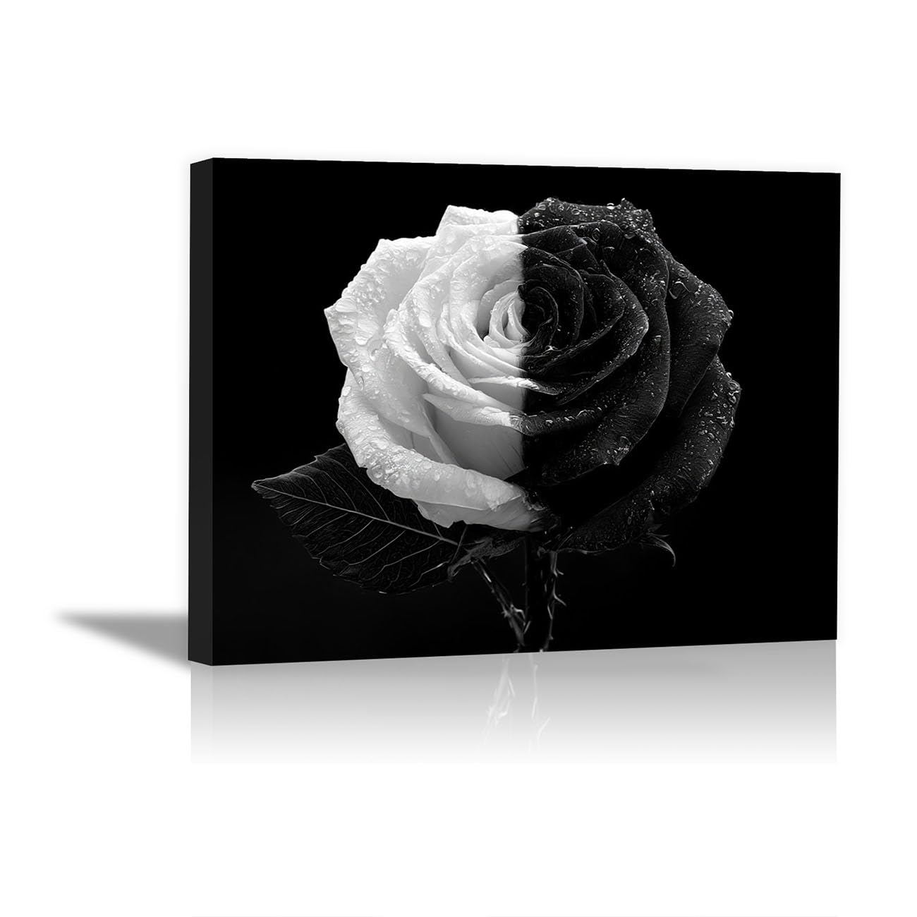 TODOAA Blanco Y Negro Abstracto Cuadros Imágenes florales en blanco y negro Decoracion Salon Modernos, Salón Comedor Oficina Pintura Lienzos decorativos Cuadros-60x90cm Enmarcado