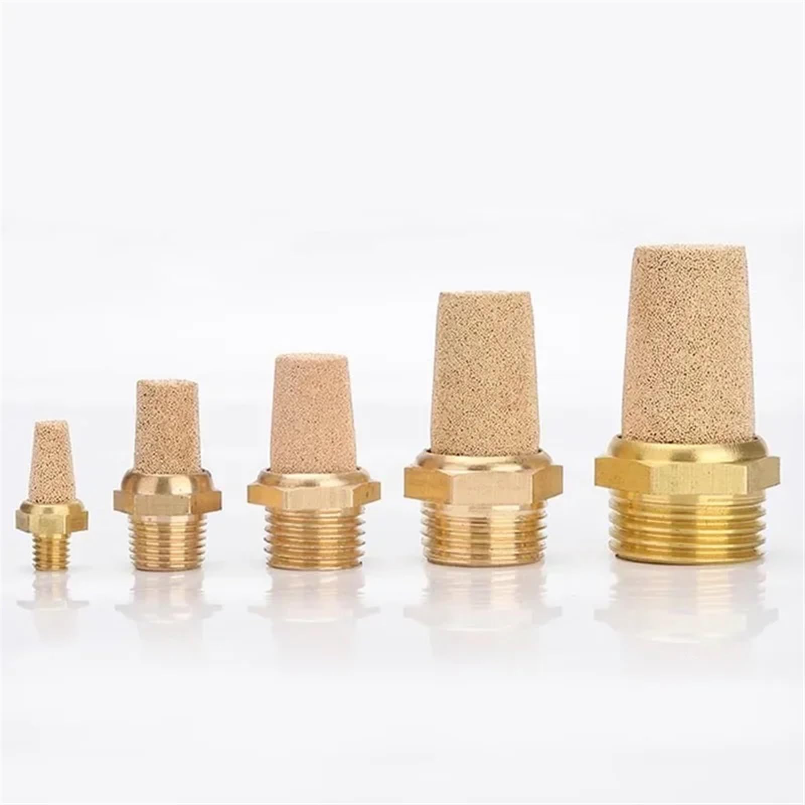 Silencieux d'échappement pneumatique en laiton, 10 pièces, 1/8 "1/4" 3/8 "1/2" G1 "BSL M5, raccord de silencieux, filtre de bruit, connecteur réducteur en cuivre(Long-M5)