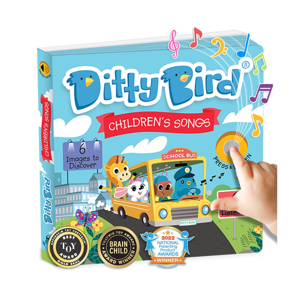 DITTY BIRD Musical Books for Toddlers | Fun Children's Nursery Rhyme Book | The Wheels On The Bus Book with Sound | Interactive Toddler Books for 1 - 3 Year Olds | Sturdy Baby Sound Books