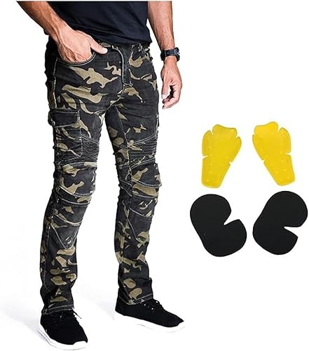 Pantalones protectores para montar en motocicleta, armadura CE extraíble (Knee, HIPS) costuras reforzadas en zonas de alto impacto