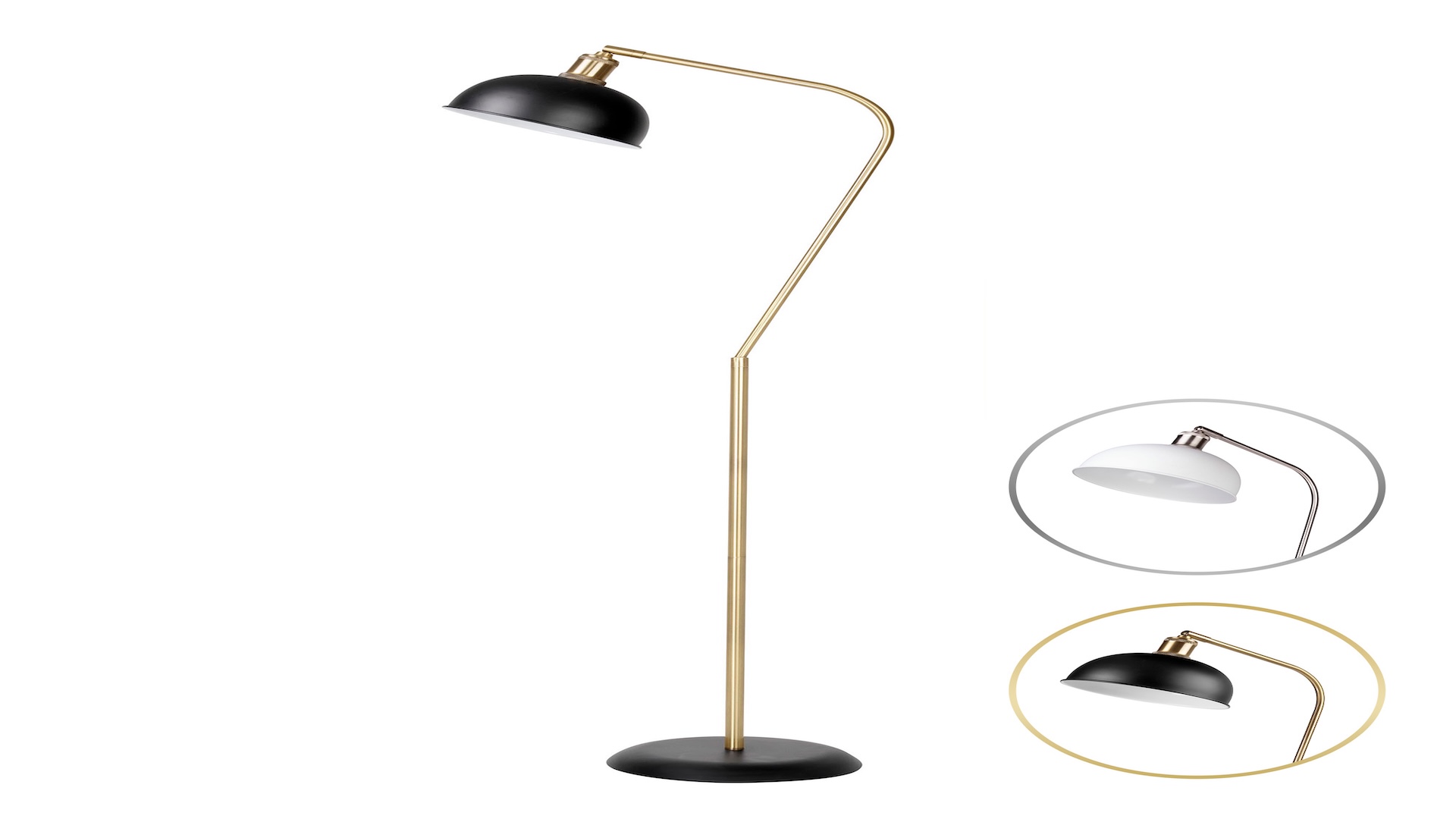 Image of HarvestLand Halo Brass Floor Reading Lamp - Adjustable Pharmacy Floor Lamp with Solid Base, Reading Lamps Floor Standing, White Floor Lamp for Living Room or Over Chair Use, Bedroom, Antique Decor