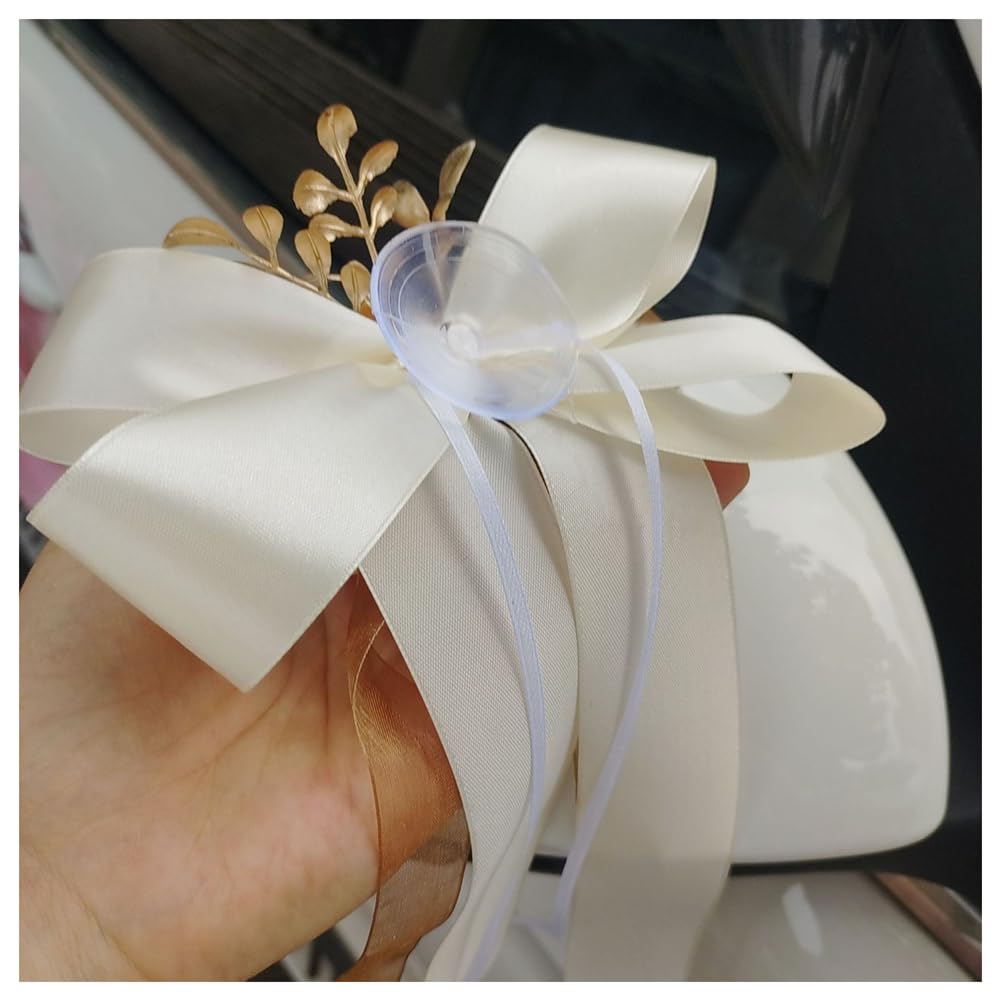 Autoschleifen Künstliche Blume Hochzeit Autoschmuck Simulation Blumen Rückspiegel Türgriff Blume Schleife Dekoration mit Saugnäpfe Hochzeitsauto Deko für Hochzeits Auto Stuhl Party 5# 24 Stück