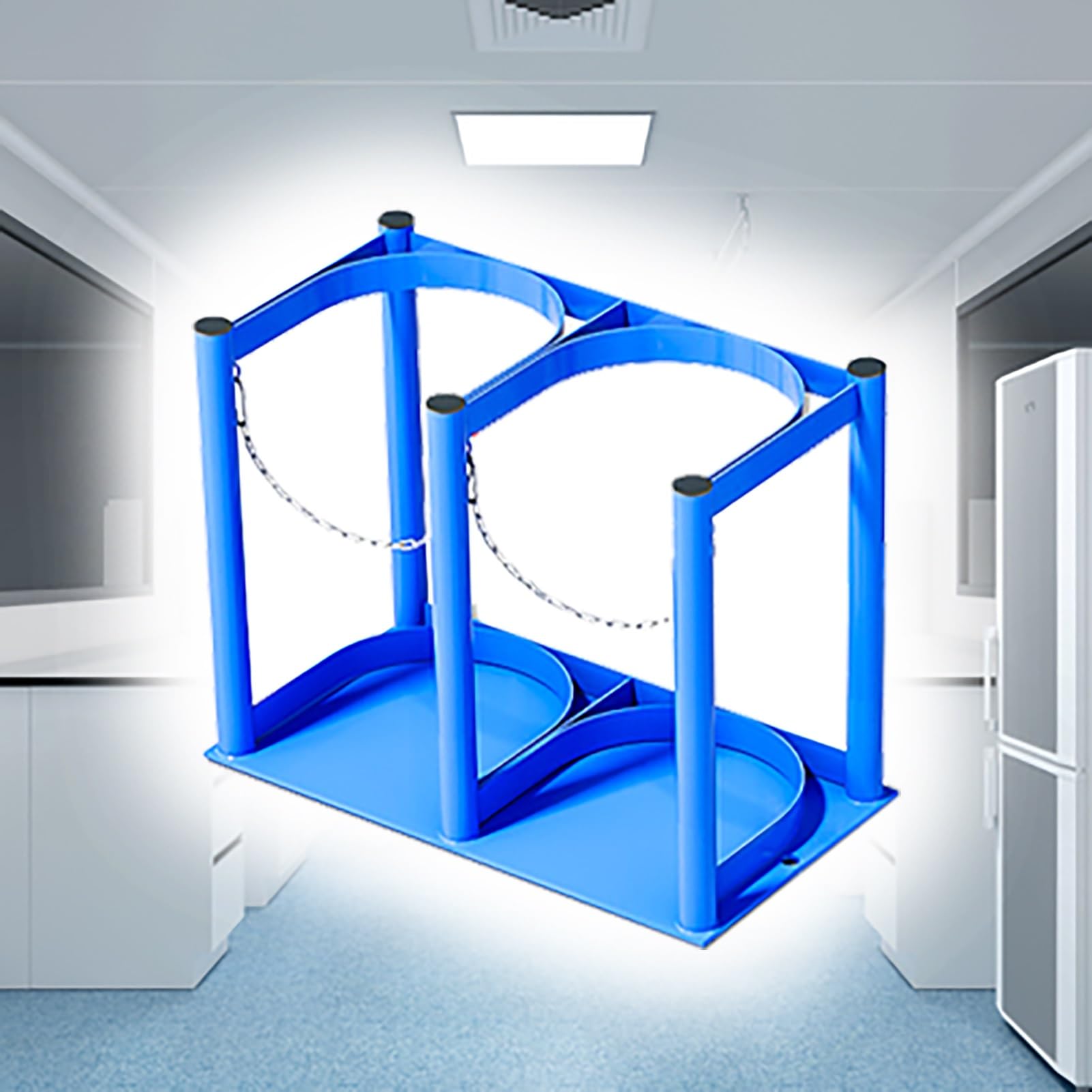 OWOHYG Oxygen Cylinder Rack With Chain,Secure Floor Mount Holder For Laboratory,Clinic, Storage.L-39cm(15 3/8