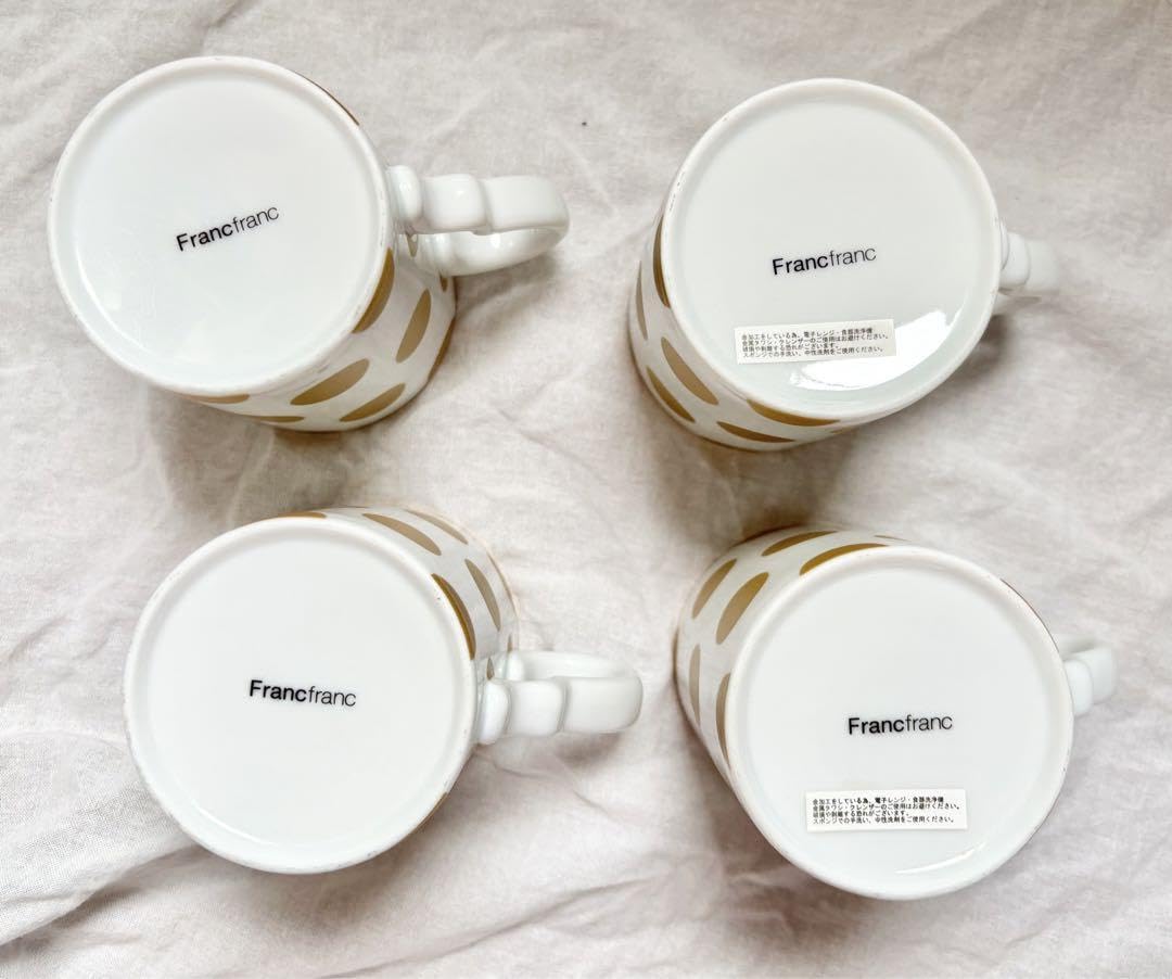 新品フランフラン廃盤人気ドットストライプ柄ゴールドまモノクロカッププレート6点 新品フランフラン廃盤人気ドットストライプ柄ゴールドまモノクロ
