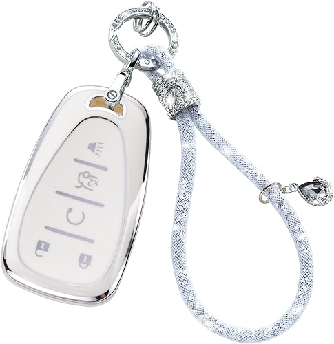 Funda para llavero Chevy con llavero de cristal para coche, protección para Chevrolet 2016-2021 Chevy Equinox Malibu Camaro Cruze Blazer Traverse