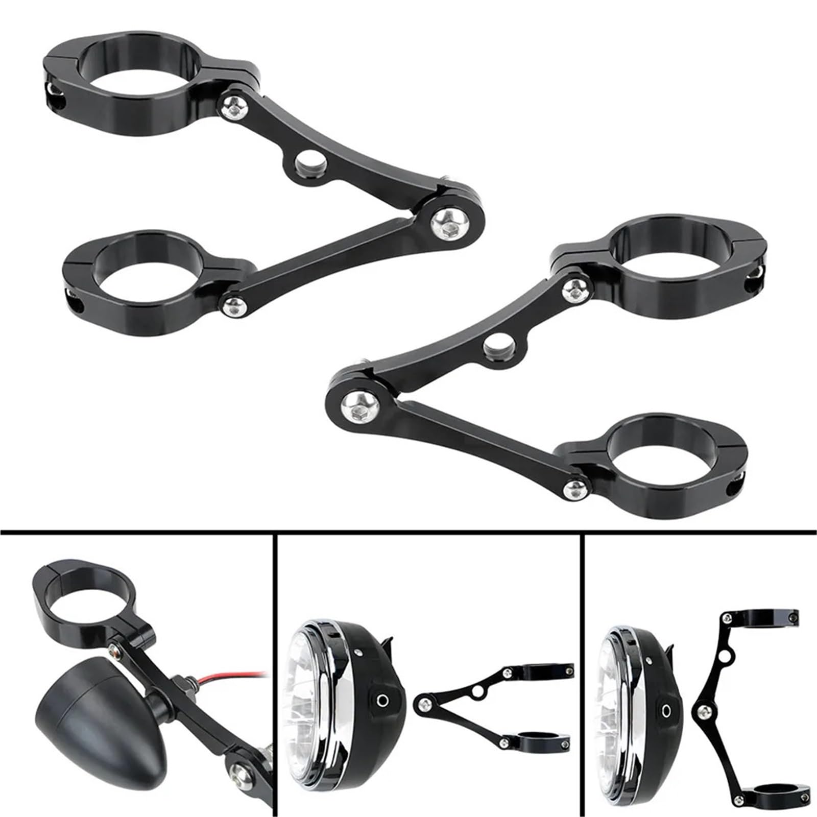 Uchwyt montażowy reflektora motocyklowego Zacisk rury widelca 39-41 mm z podkładkami motocykl Uchwyt lampy przedniej