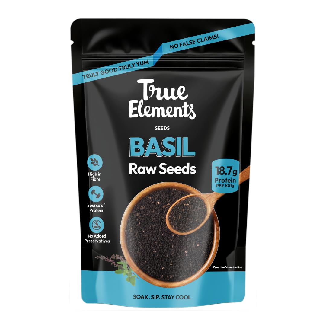 True Elements Basil Seeds 250g - Sabja Seeds | Beat The Summer Heat | High Fibre and Omega 3 | Seeds for Eating | Weight Management-image-48