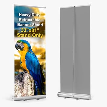 Heavy-Duty Retractable Banner Stand 33"x81" 1 UNIT with Padded Canvas Carry Bag Stand ONLY for Business and Trade Shows Advertising and Promotion