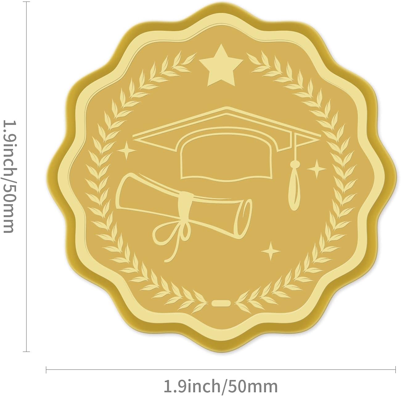 CRASPIRE 100pcs Embossed Foil Stickers Bachelor Cap Pattern Gold Foil Certificate Seals 1.9" Self Adhesive Embossed Seals Decoration Labels for Certificates Awards Graduation Invitations Diplomas