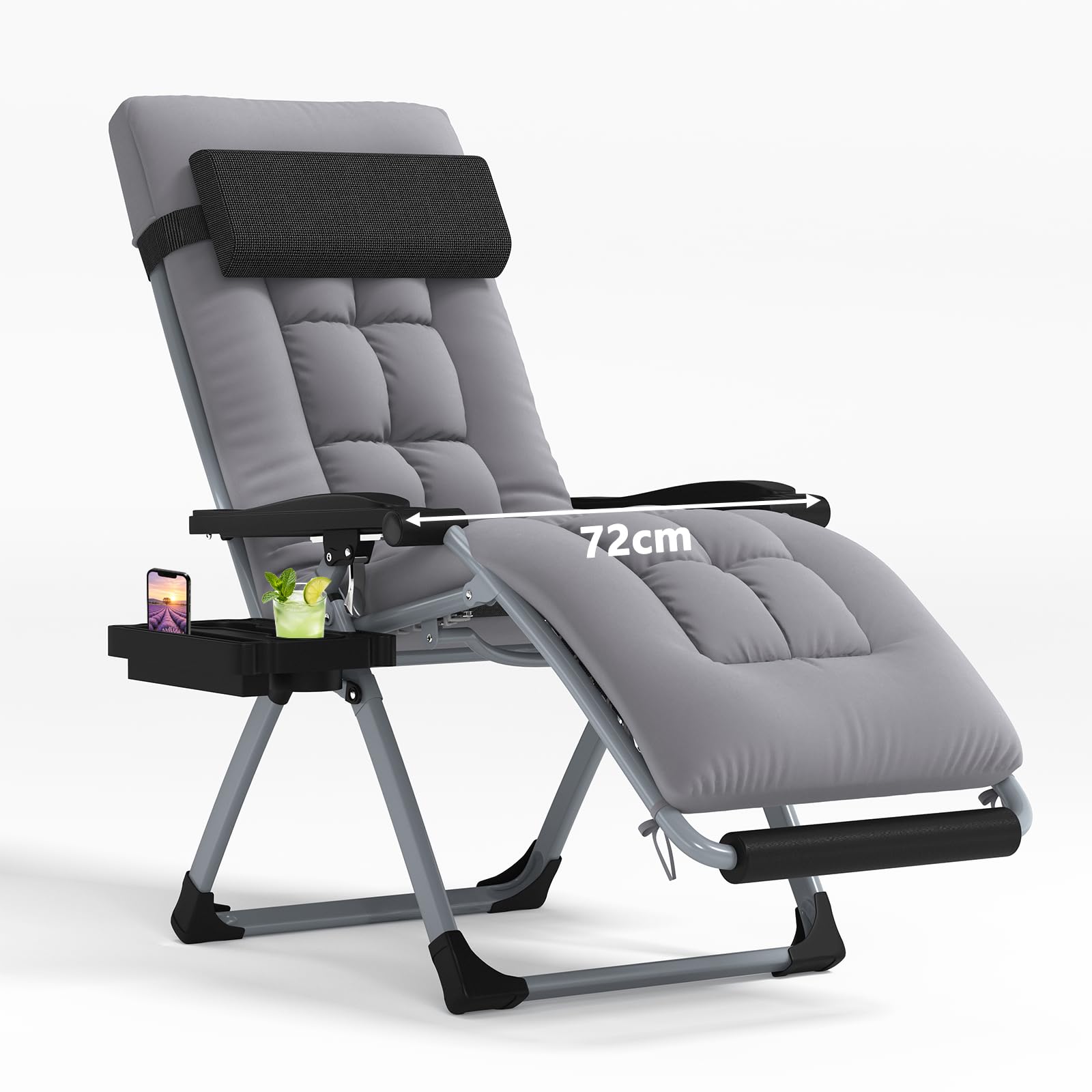 Chaise Longue Jardin Extérieur, Fauteuil Exterieur, 240 kg,Gris,72 cm