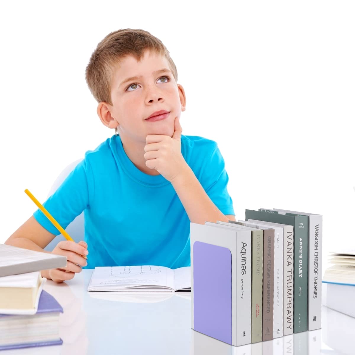 MSDADA Fermalibri per Mensole, Porta Libri da Scrivania, Viola