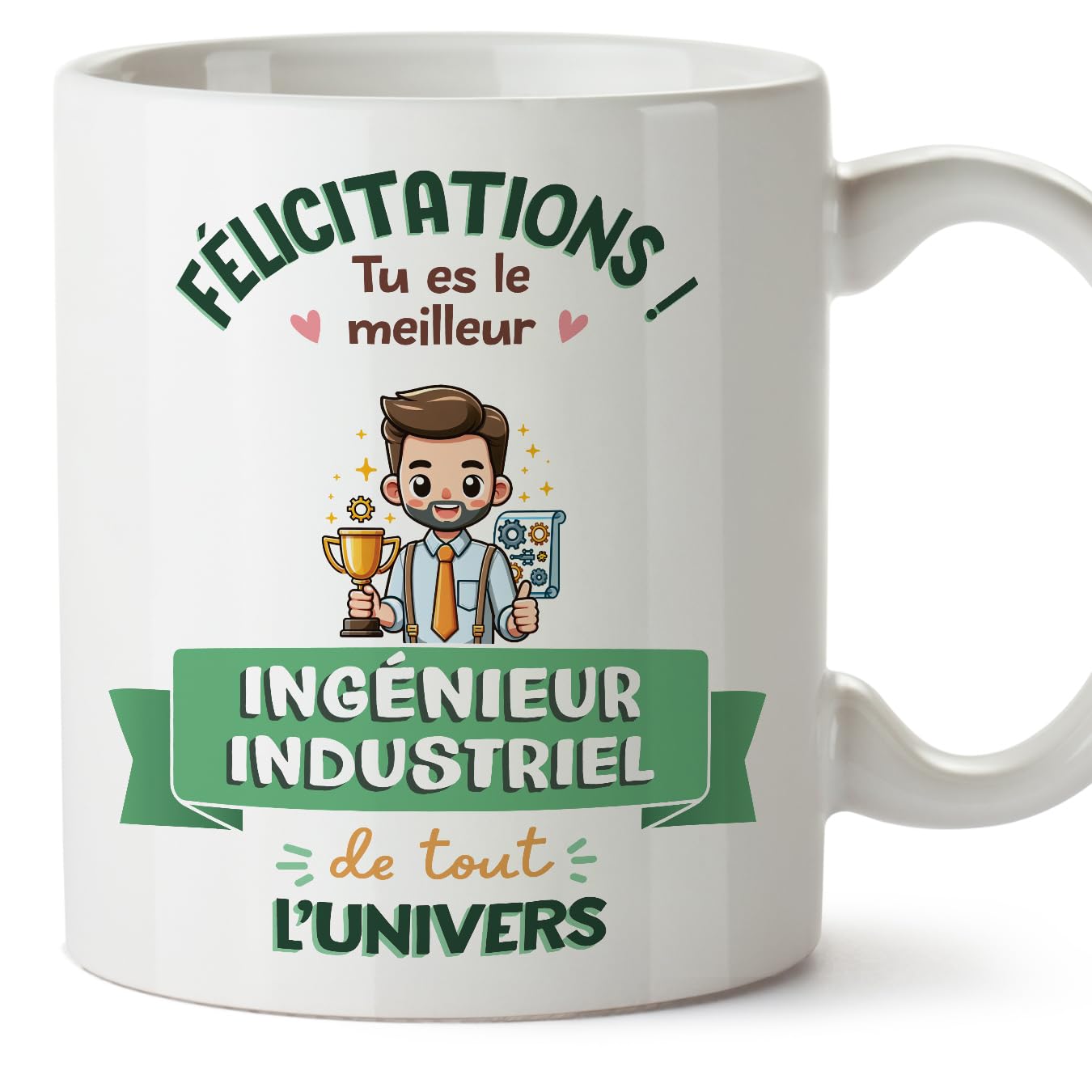 MUGFFINS Industrial Engineer Man Mug - in French - Meilleur Univers Trophée - Funny Gift for Colleagues - Ceramic 11oz Mug — image 1