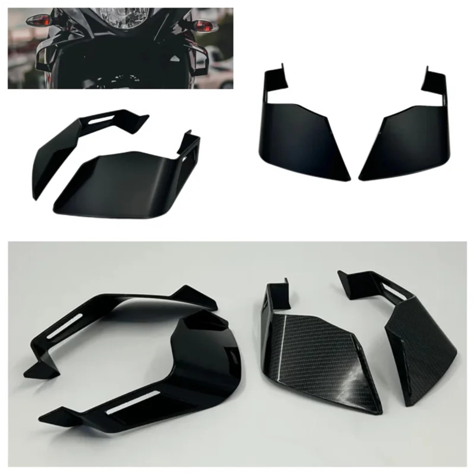 Front Bumper Splitter dachowy Pasuje do Yamaha, pasuje Kawasaki, uniwersalny zestaw aerodynamiczny, stały winglet, owiewka