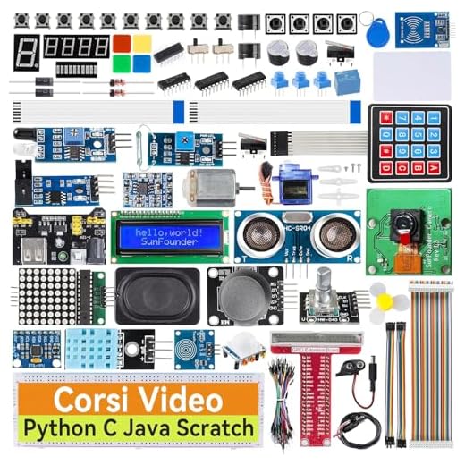 SunFounder Raspberry Pi Ultimate Starter Kit per Raspberry Pi 4B 3B+ 400, Java Python C Scratch Node.js, Tutorial dettagliati in linea, 161 progetti, 337 articoli (Modulo fotocamera, Altoparlante)
