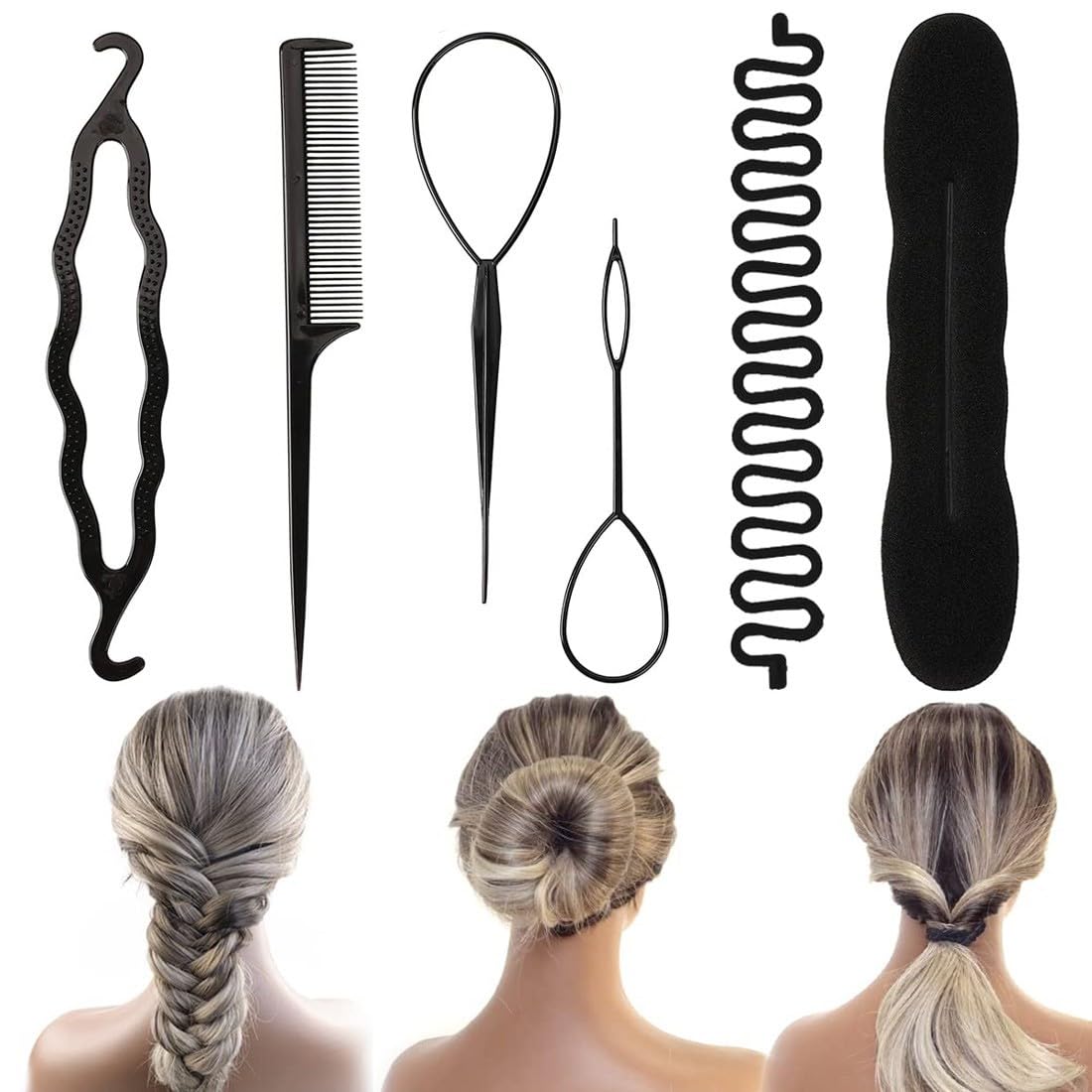 PNPGDYK6PCS Hair Styling Set, Hair Design Styling Tools Accessories DIY Hair Accessories Hair Modelling Tool Kit Hairdresser Kit Set Magic Simple Fast Spiral Hair Braid Hair Braiding Tool