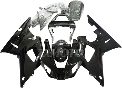 ZXMOTO Kit de carenados de motocicleta para Yamaha YZF R1 2000 2001 Molde de inyección ABS Plásticos Carrocería Carenados, Negro Brillante