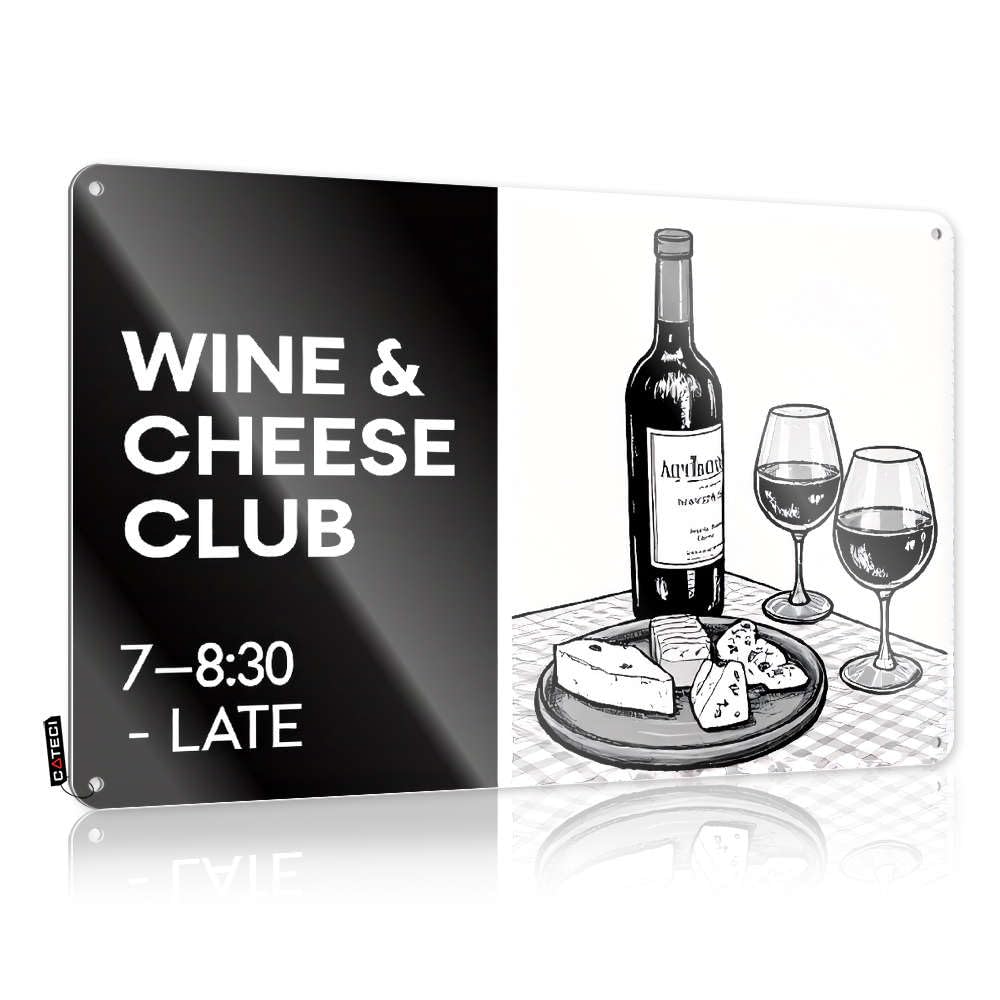 Sujd Colour Decorations Door Ready To Hang - Wine & Cheese Club Meeting. Personalized For Entryway(30X40cm)