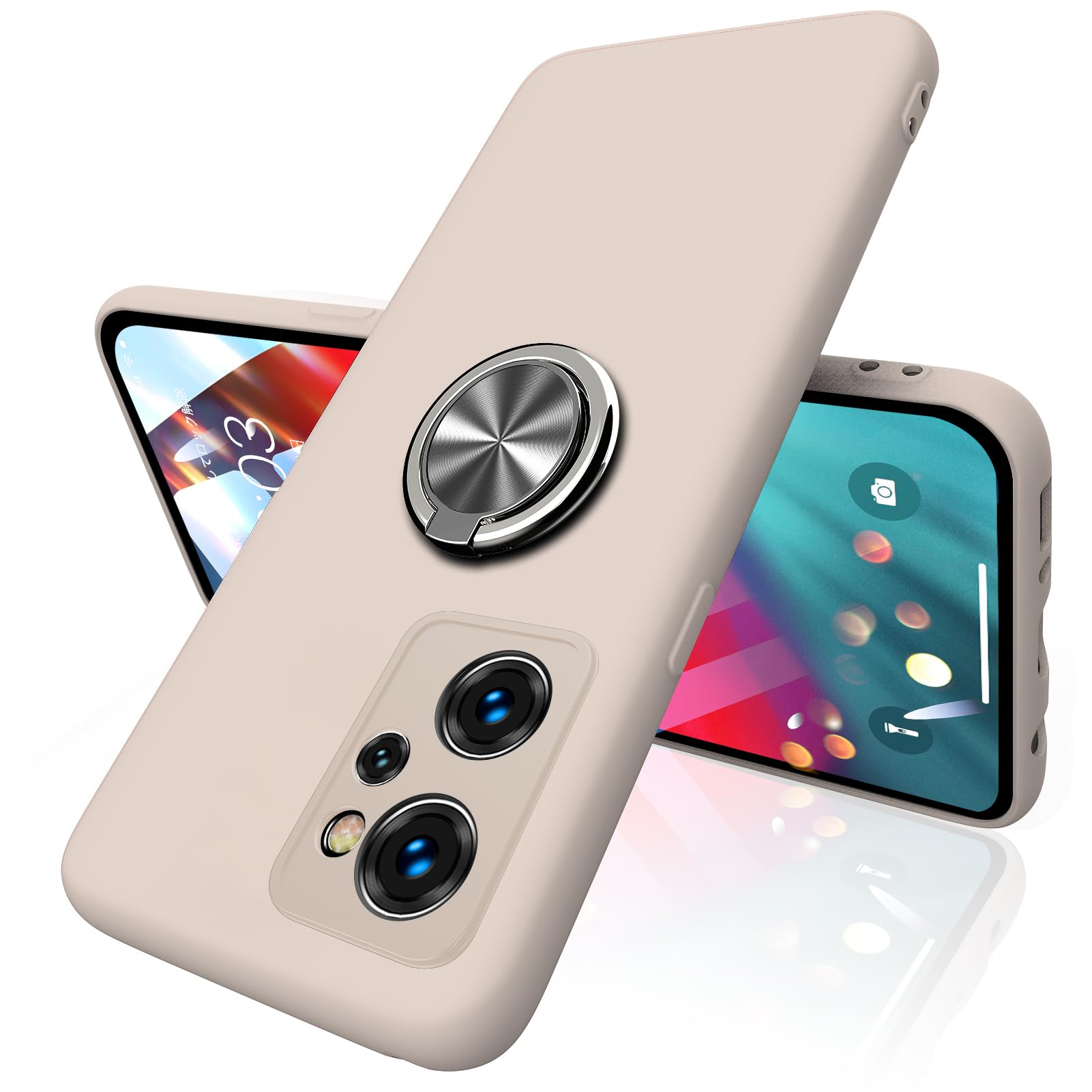 WOYSOBA 適合 OPPO Reno7 A 用のケース リング付き 耐衝撃 衝撃吸収 TPU 薄型 擦り傷防止 薄型 シリコン スタンド機能 車載ホルダー対応 バンパー オッポ リノ7 a スマホケース 360°回転 おしゃれ 人気 携帯カバー（ホワイト）Q49-PYZH-R7A-BAI-01-CP