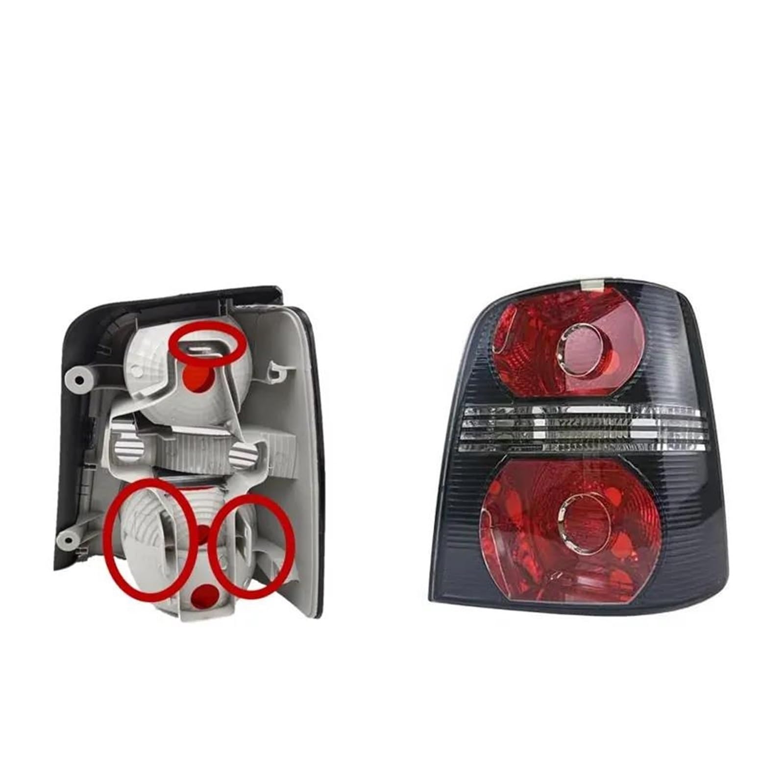 Luz Trasera para VW para Touran 2011-2015 Cubierta Luz Trasera Carcasa Luz Coche Sin Bombillas Piezas Automóvil Luz Trasera Lámpara Señal Reflector Parachoques Trasero(Only Right2)