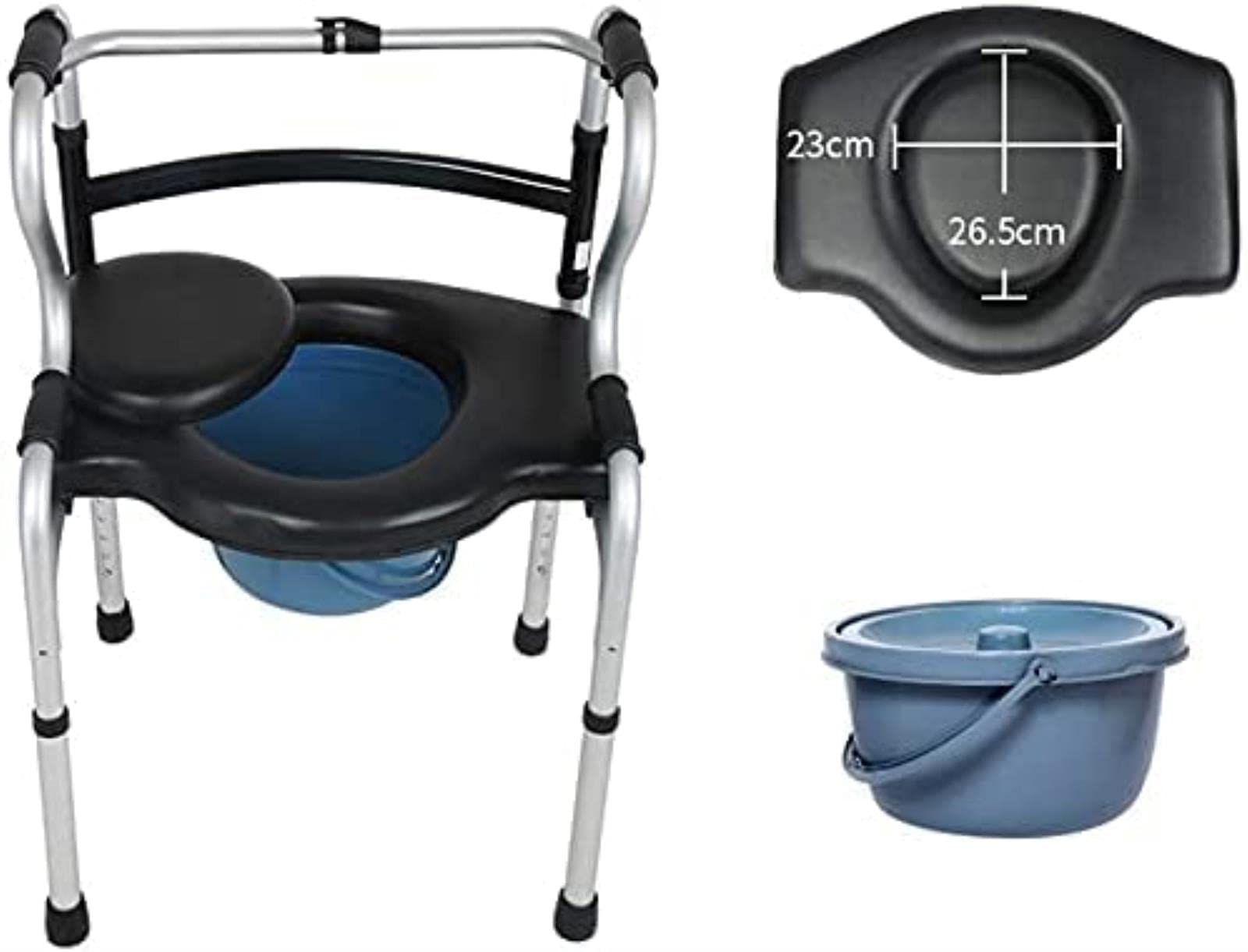 Rollator Walker Chodzik dla seniorów i dorosłych Ze stopu aluminium, składaną deską sedesową na kółkach i torbą do przechowywania