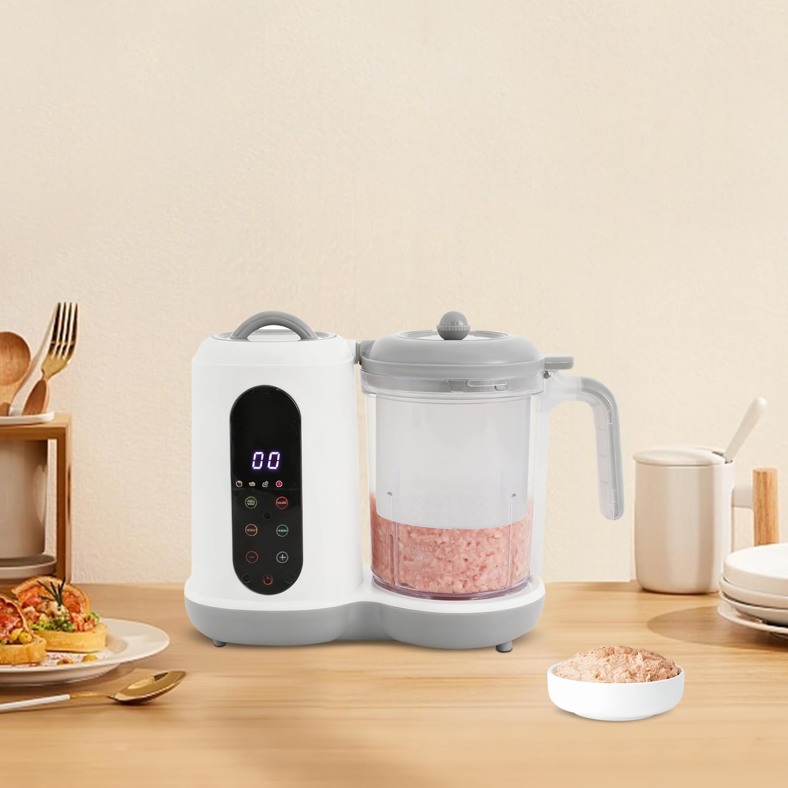 Robot de cocina multifunción de 450 W con vapor, mezclador y calefacción, procesador de alimentos eléctrico para papillas de bebé, batidos y sopas, capacidad de 400 ml, modo de