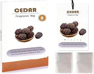 8 Packs Large Cedar Scented Sachets for Closet Deodorizer Drawers, Hanging Long Lasting Potpourri Bags Home Fragrance Air Freshene