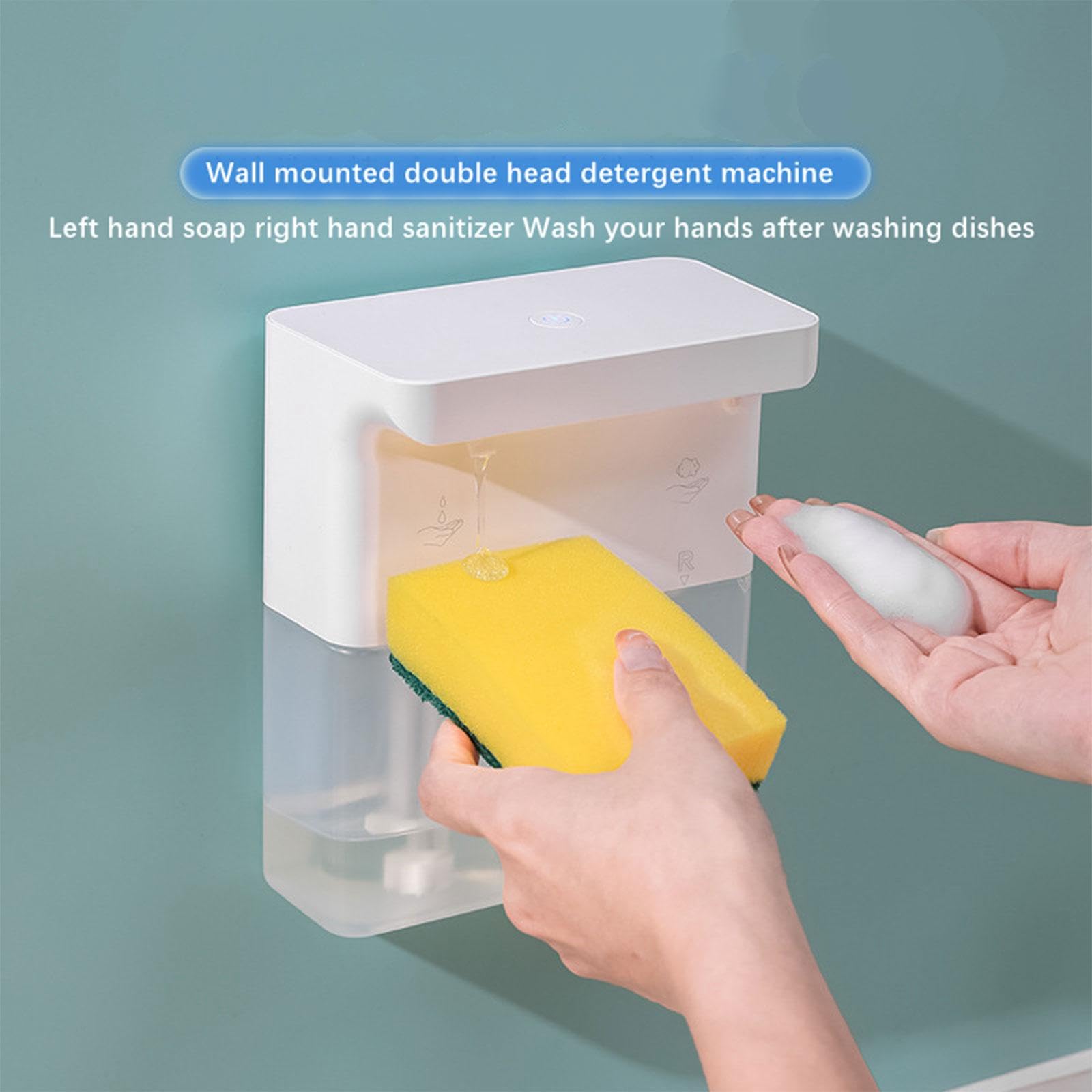 Amagogo Automatischer Seifenspender Zweikammer Wandmontage Elektrischer Schaumspender Touchless Einstellbare Ausgabe für Zuhause Büro Und Öffentliche Sanitärb, Flüssigkeit Und Schaum