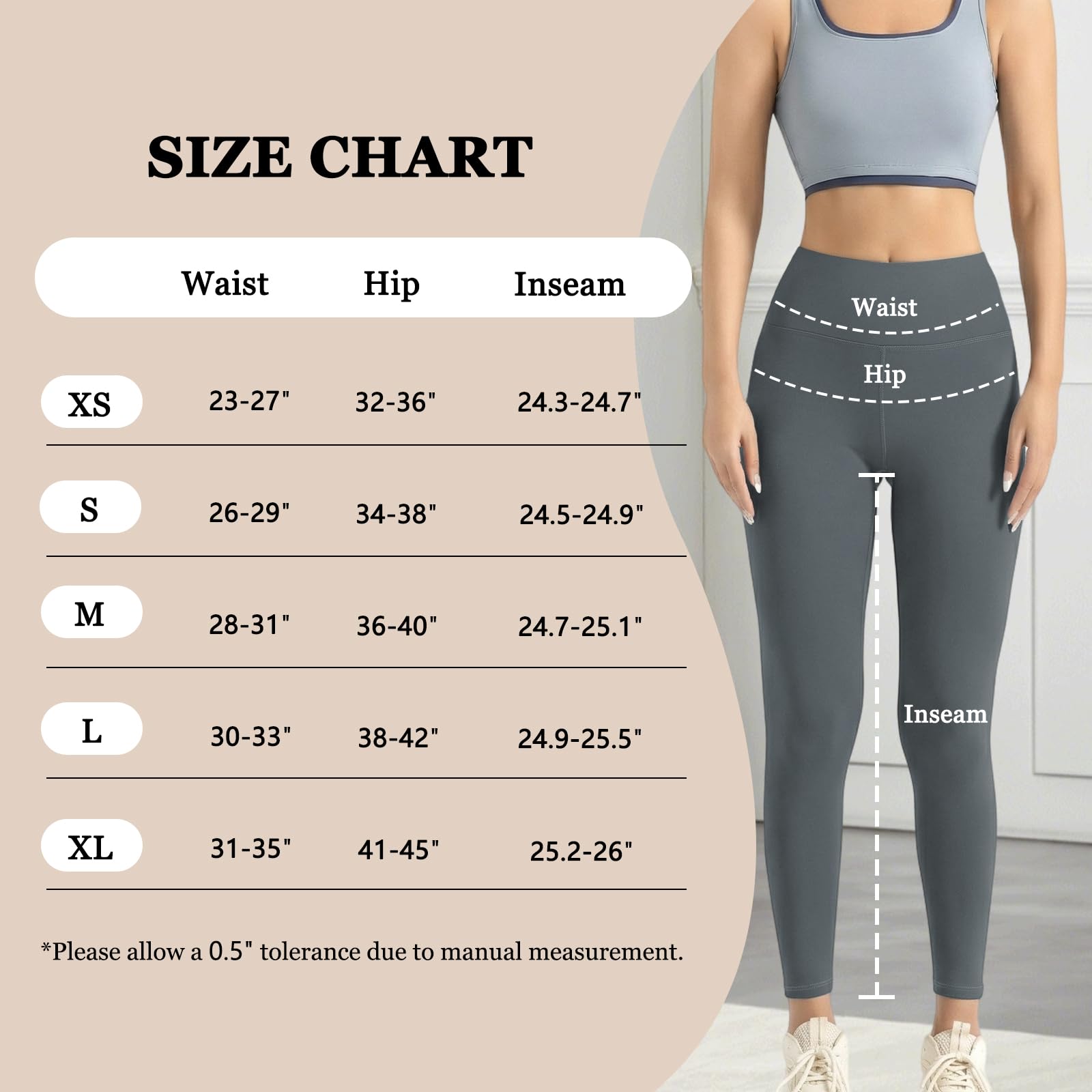 HYCOPROT Wysokie spodnie do jogi damskie miękkie jak masło elastyczne matowe kontrola brzucha legginsy rozciągliwe Creamlush skarpetki treningowe sportowe spodnie do biegania fitness siłownia moda na