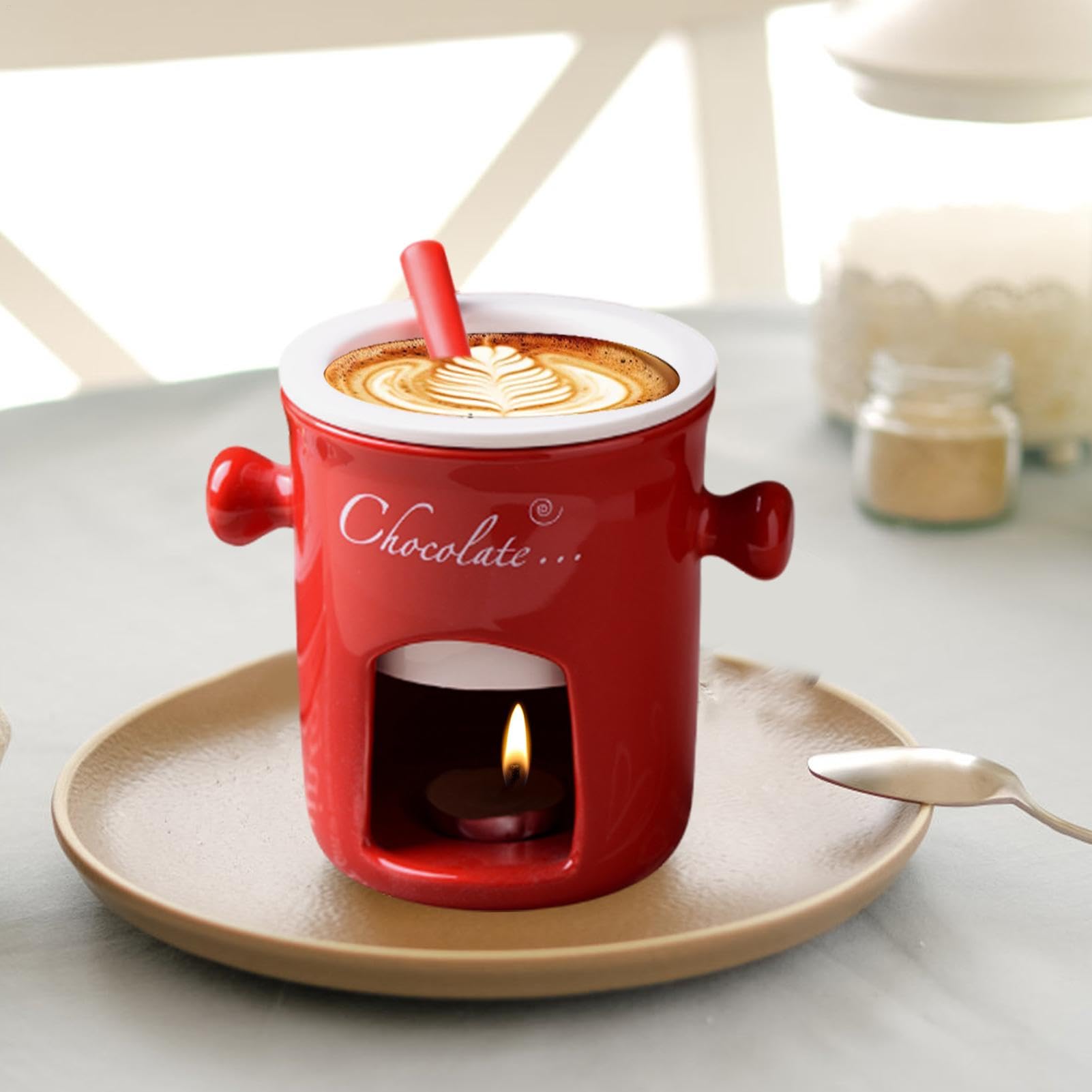 Set per fonduta di cioccolato, ciotola in ceramica, forchette, pentola a fusione, set per fonduta di cioccolato, fonduta di cioccolato, fonduta di formaggio