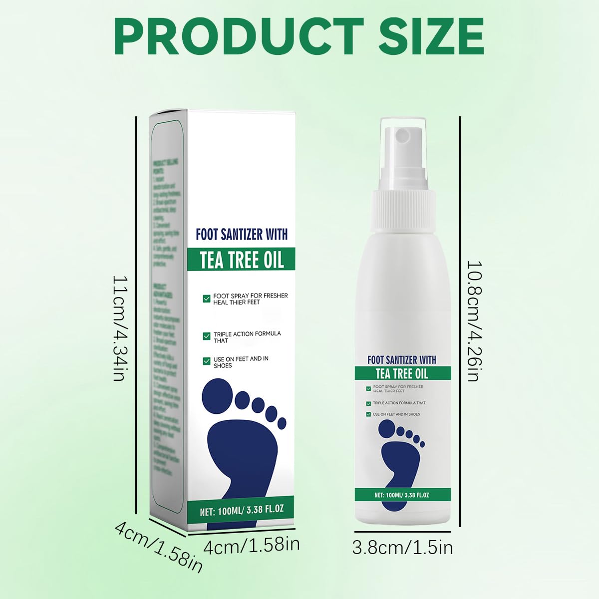 2 aerosoles desinfectantes de pies con aceite de árbol de té, spray desinfectante transparente para pies