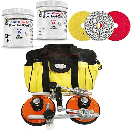 Abaco Ratcheting Seamsetter M2 - LamLock RocketGel - Kit de 16 oz de granito epoxi - 4 pulgadas Slayer 3 pasos Set de 3 almohadillas de pulido de