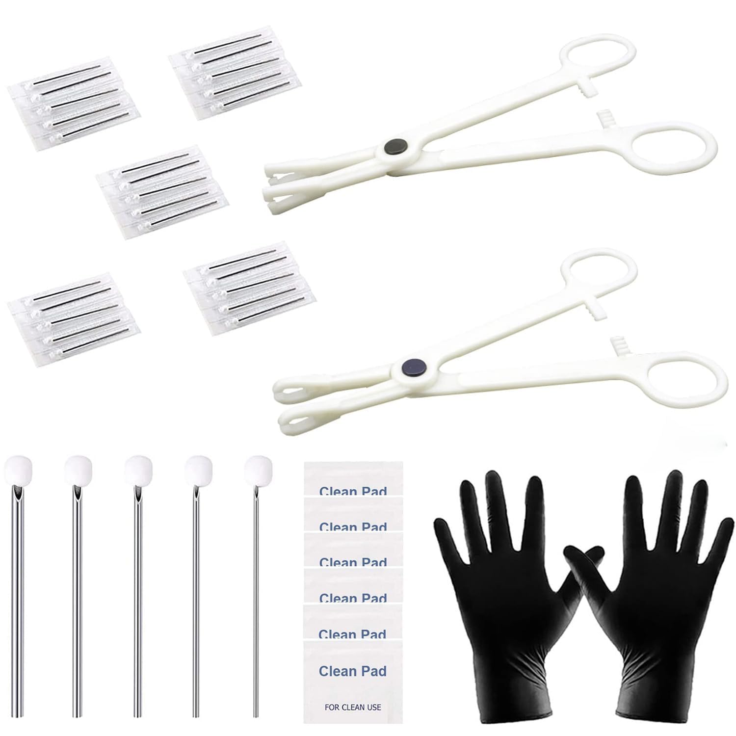 Piercing Kit 35PCS Professional Piercing Kit Includeds 25PCS Mixed 12G 14G 16G 18G 20G Ear Nose Piercing Needles 2PCS Piercing Clamps 6Pcs Clean Tools 2 Gloves for Ear Nose Piercing Kit