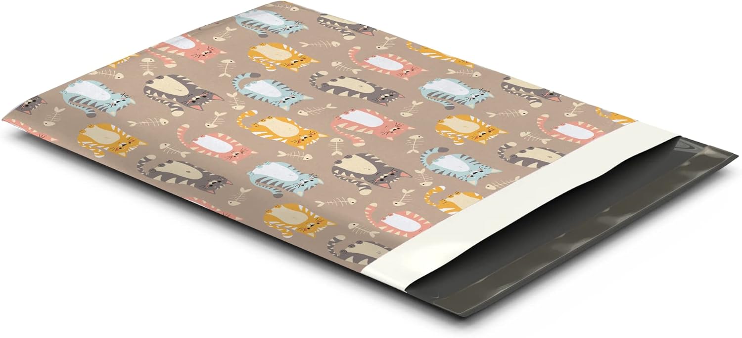 10x13 (100) Cats Designer Poly Mailers Shipping Envelopes Premium Printed Bags