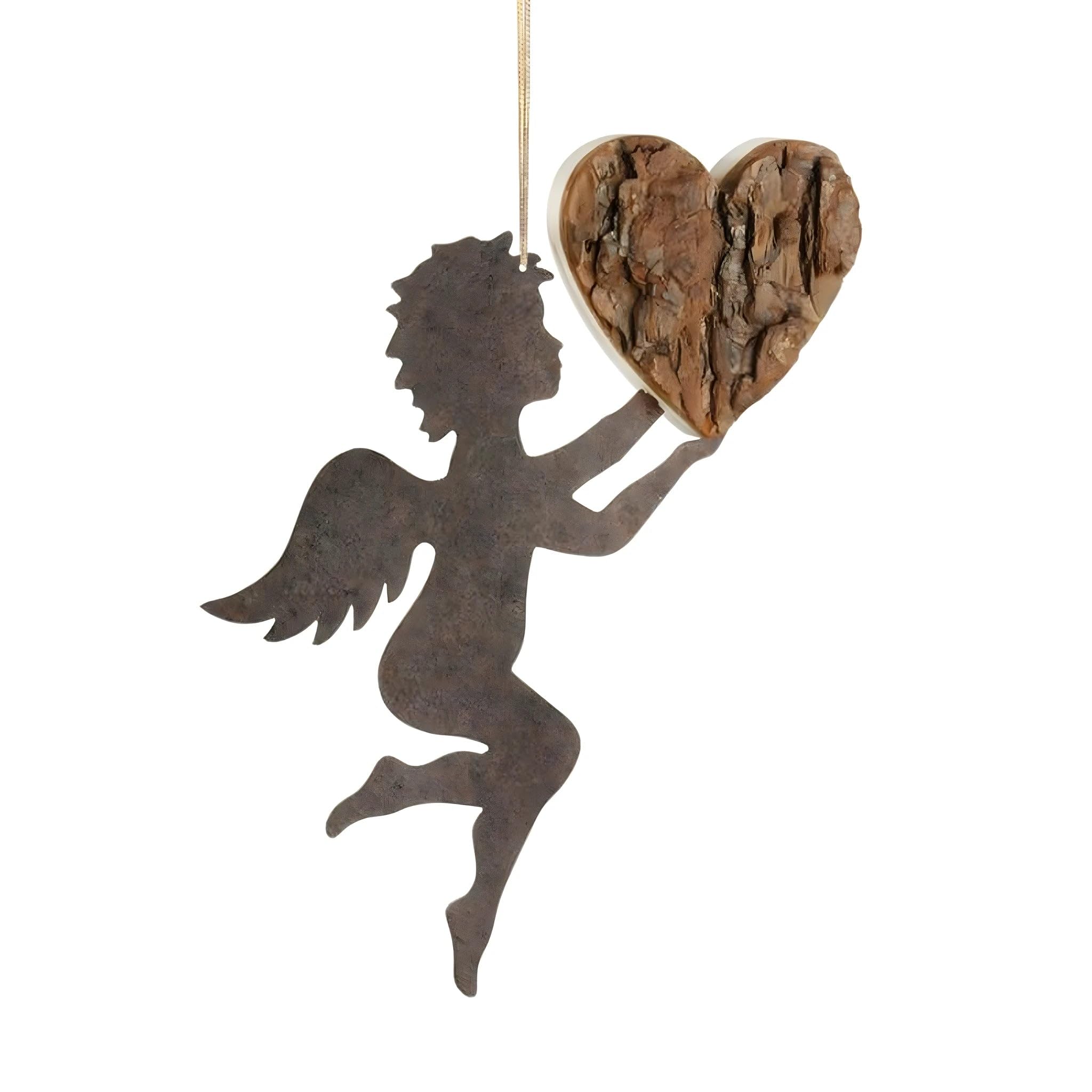 Dolfi | Steel Angel Hanging 16.5 cm 16.5 cm | Natural Wood in Val Gardena | Figurine Nativity Scene