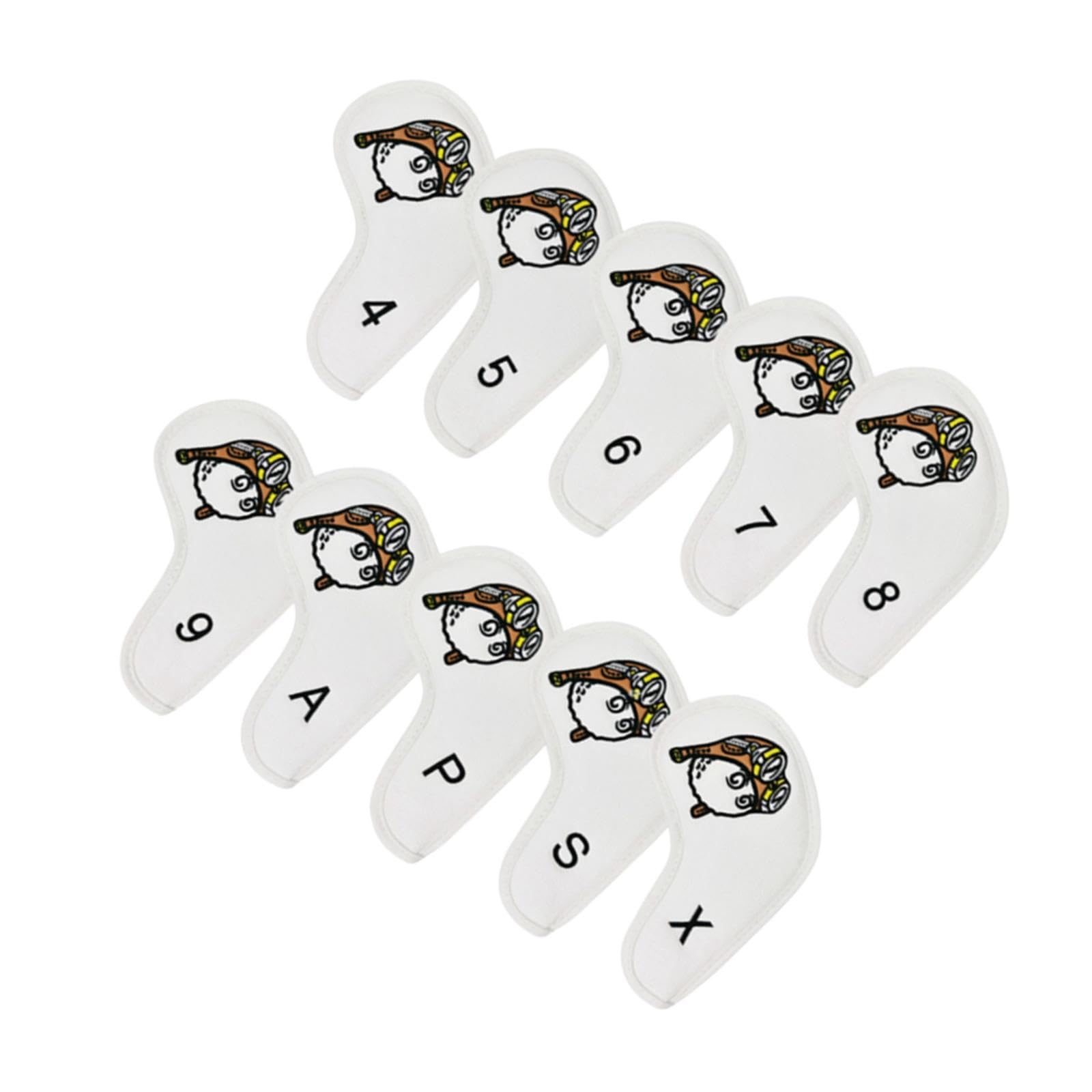 UJEAVETTE 10Pcs Golf Iron Club Head Covers Set Pilots Pattern 4-9 P X A S Protector
