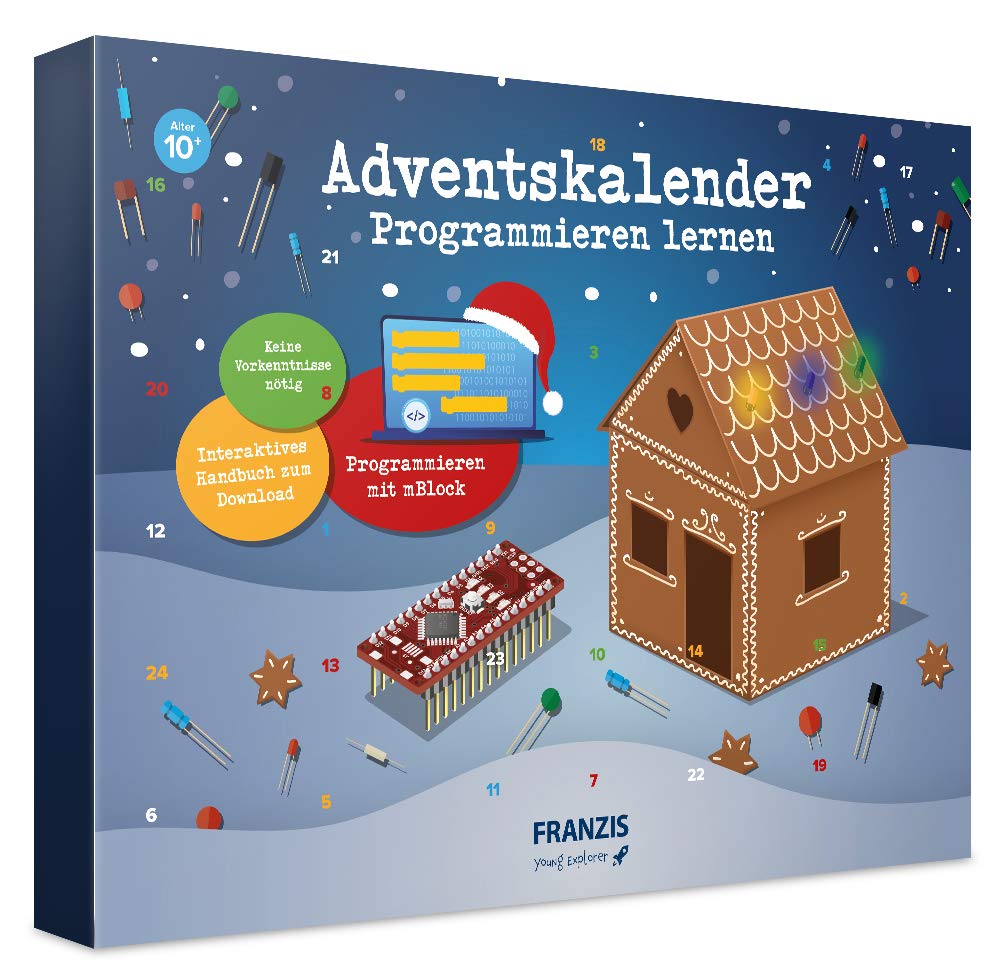 FRANZIS Adventskalender Programmieren lernen 2020 | In 24 Schritten lustige Lebkuchenhaus-Projekte programmieren |Ab 10 Jahren