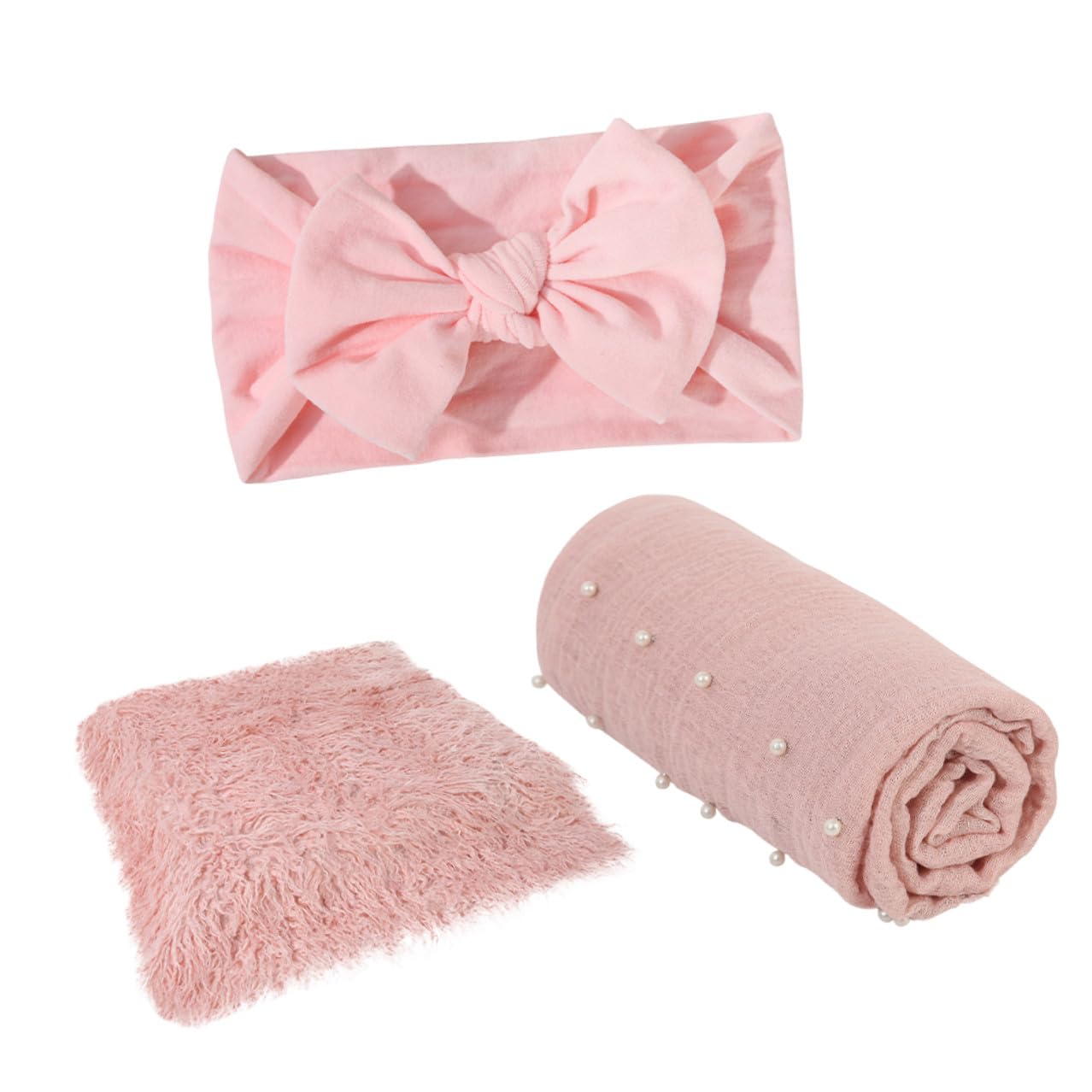 BESTonZON Coperta Neonata Morbida con Fascia Fiocco per Fotografia Swaddle Traspirante e Confortevole Regalo Idea Nascita per Bimbi
