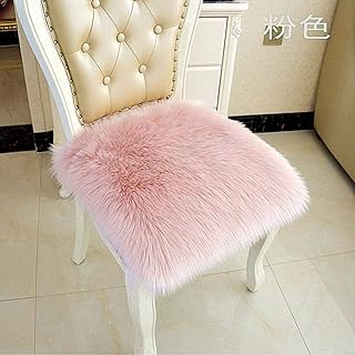 Piner Funda de Silla de Piel de Oveja sintética 3 Colores Alfombra de Lana cálida Peluda Almohadilla del Asiento Piel Larga Piel Lisa Alfombras de área esponjosas Lavable, Rosa, 30x30 cm
