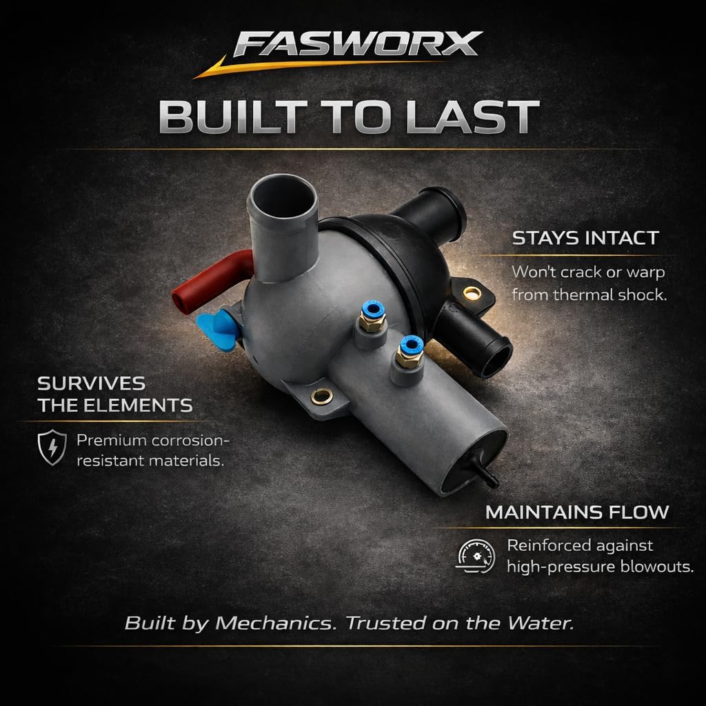 FASWORX 863802T2 Air-Actuated Water Distribution Housing Assembly Compatible with MerCruiser 4.3L 5.0L 5.7L 6.2L V6 V8 MPI Engines, Replaces 863444T2 863444T1 - Marine Closed Cooling Systems