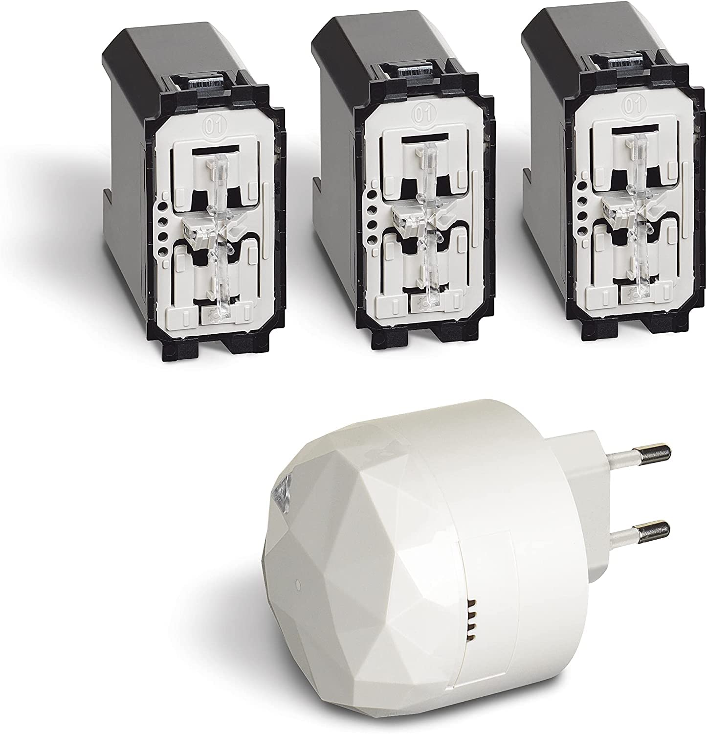 Bticino, Kit de persianas Connesse Living Now Smart SKW3602KIT, para subir y bajar persianas con App o asistentes de voz, 1 puerta de enlace enchufable blanca S36GWDC y 3 mandos de persiana conectados