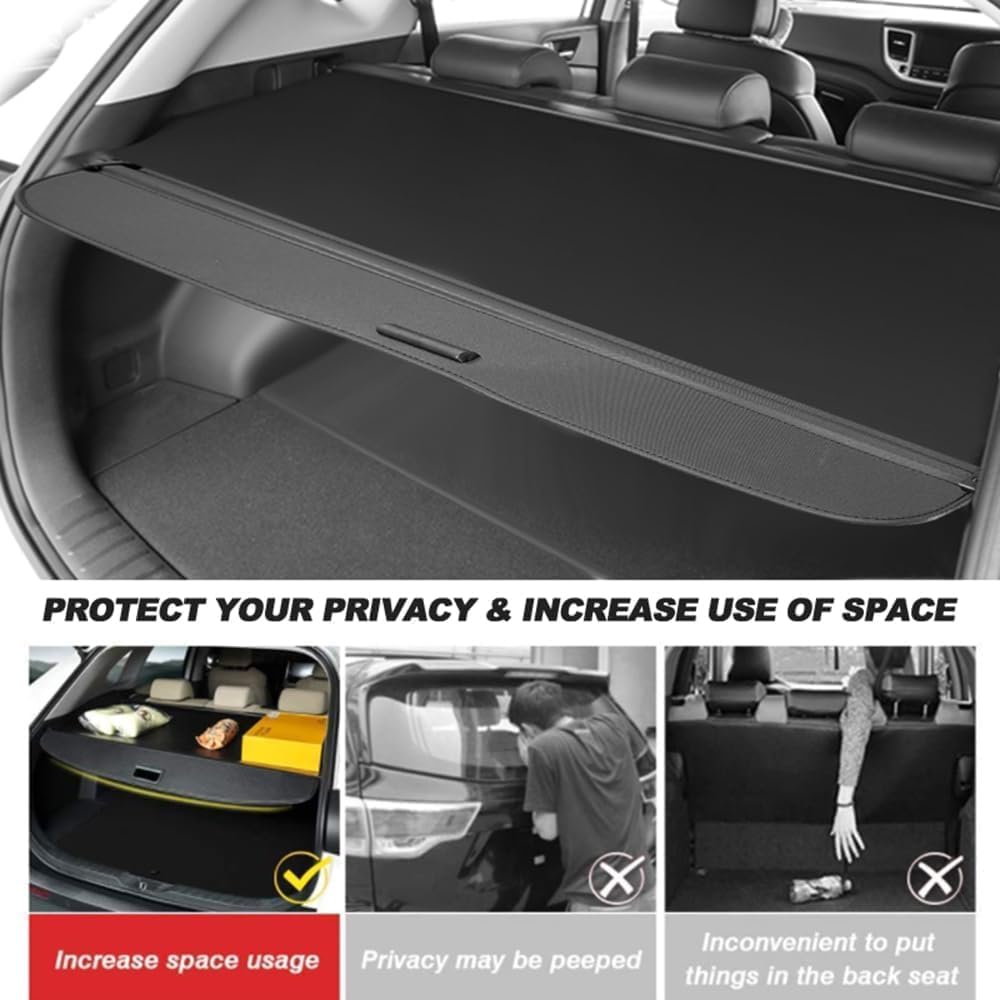 Copri-carico Retrattile per Land Cruiser/Prado FJ150 2010-2018 | Installazione senza fori. Copri-carico per bagagliaio. Impermeabile antigocce. Nasconde gli oggetti. Pulizia veloce.