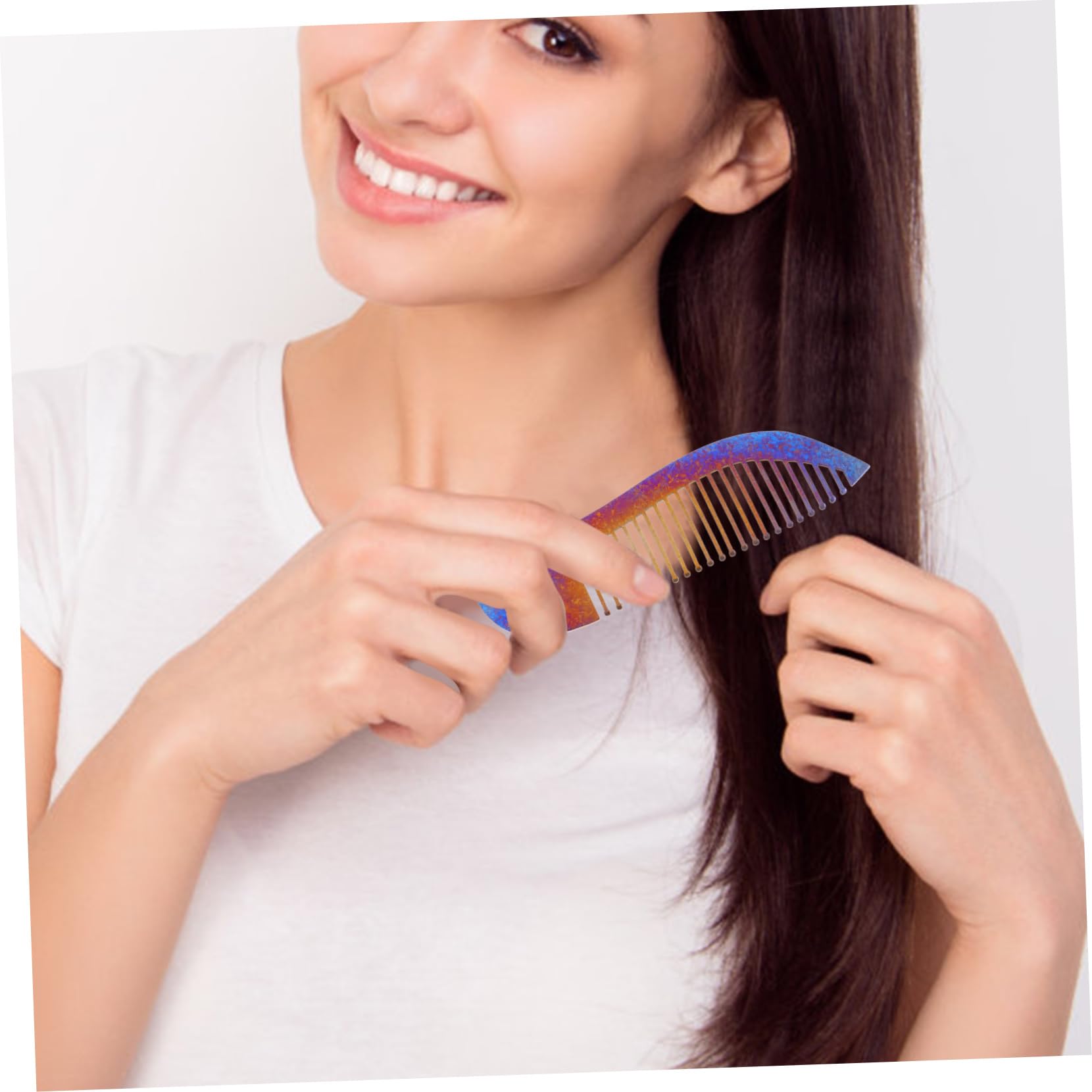 FRCOLOR 5 Piezas Peine Titanio Peine Peluquero Metálico Pelo Para Hombre Peinado Para Hombres Titanio Diente Ancho