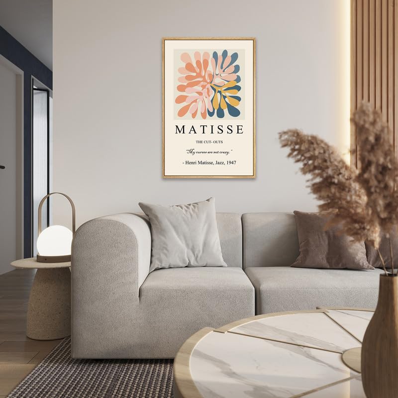 Zzuyi Henri Matisse Framed Wall Art,Boho Botanical Matisse Art Prints,Danish Pastel Room Decor Aesthetic,Danish Pastel Poster for Room Decor-12''x16''Natural Framed - Image 3